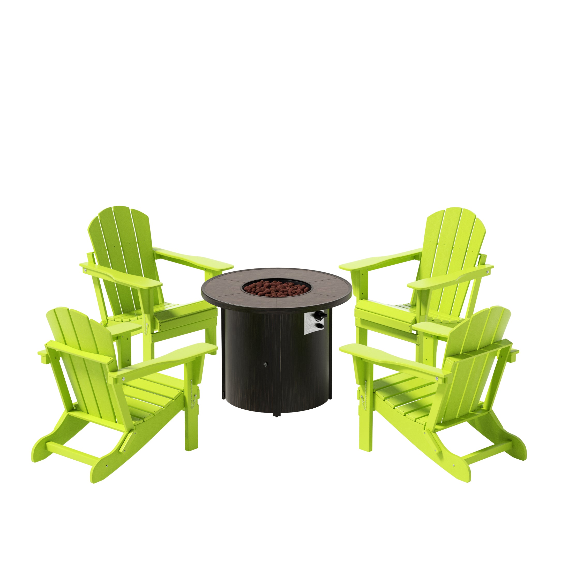 Paradise Malibu Outdoor Adirondack Folding Chair With Round Fire Pit Table