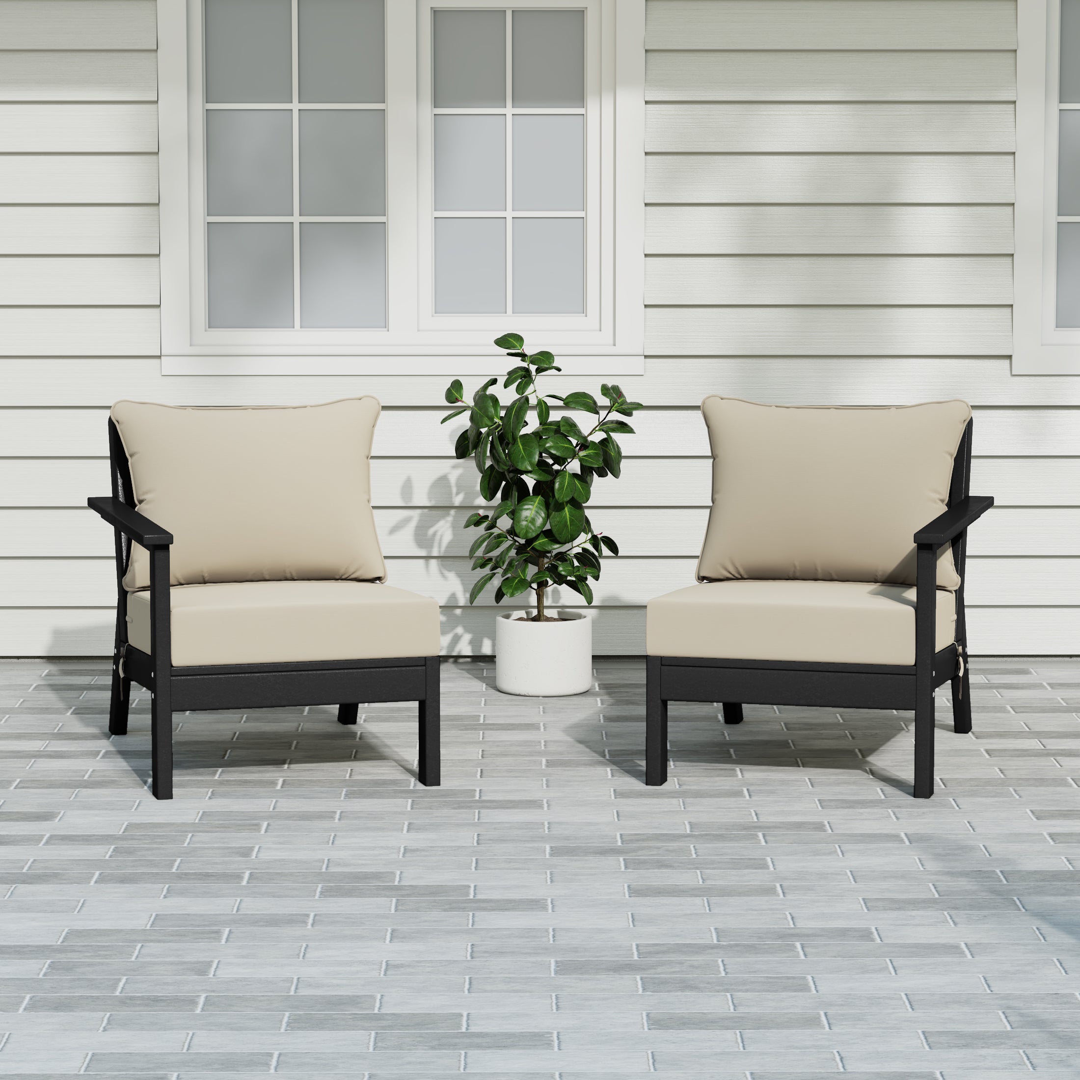 Portsmouth Outdoor Patio HDPE Loveseat Sofa with Patio Cushions