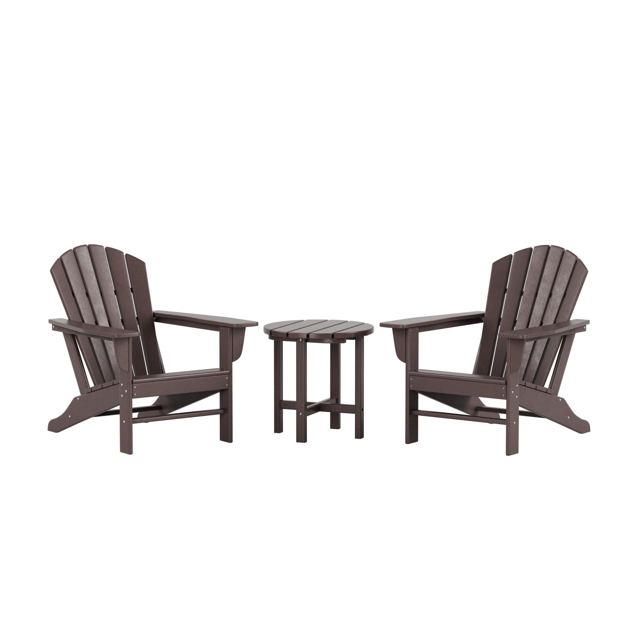 Portside Dylan 3-Piece Outdoor Adirondack Chair with Side Table Set