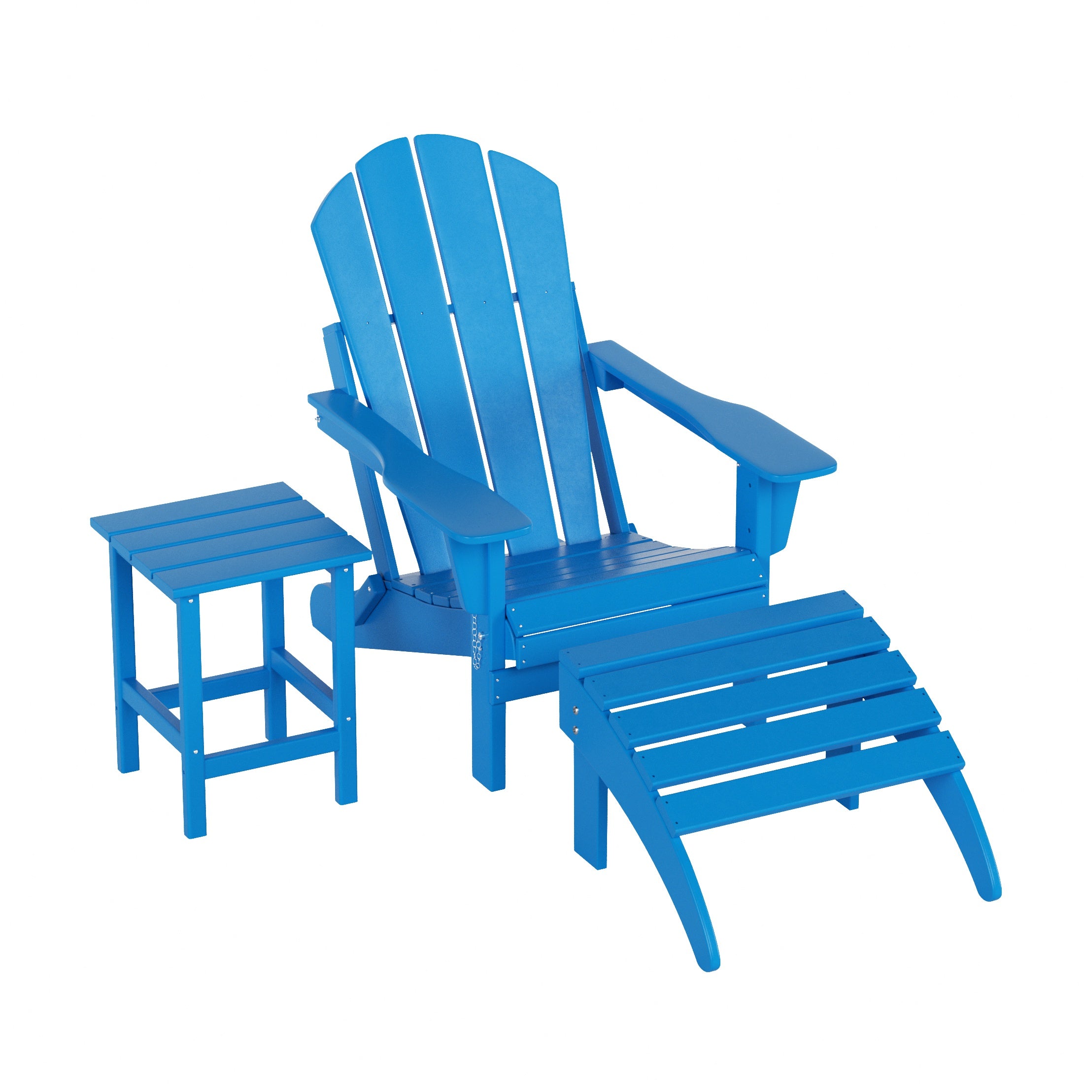 Paradise Westintrends 3-Piece set classic Adirondack chair with ottoman and a small coffee table (1 seater)