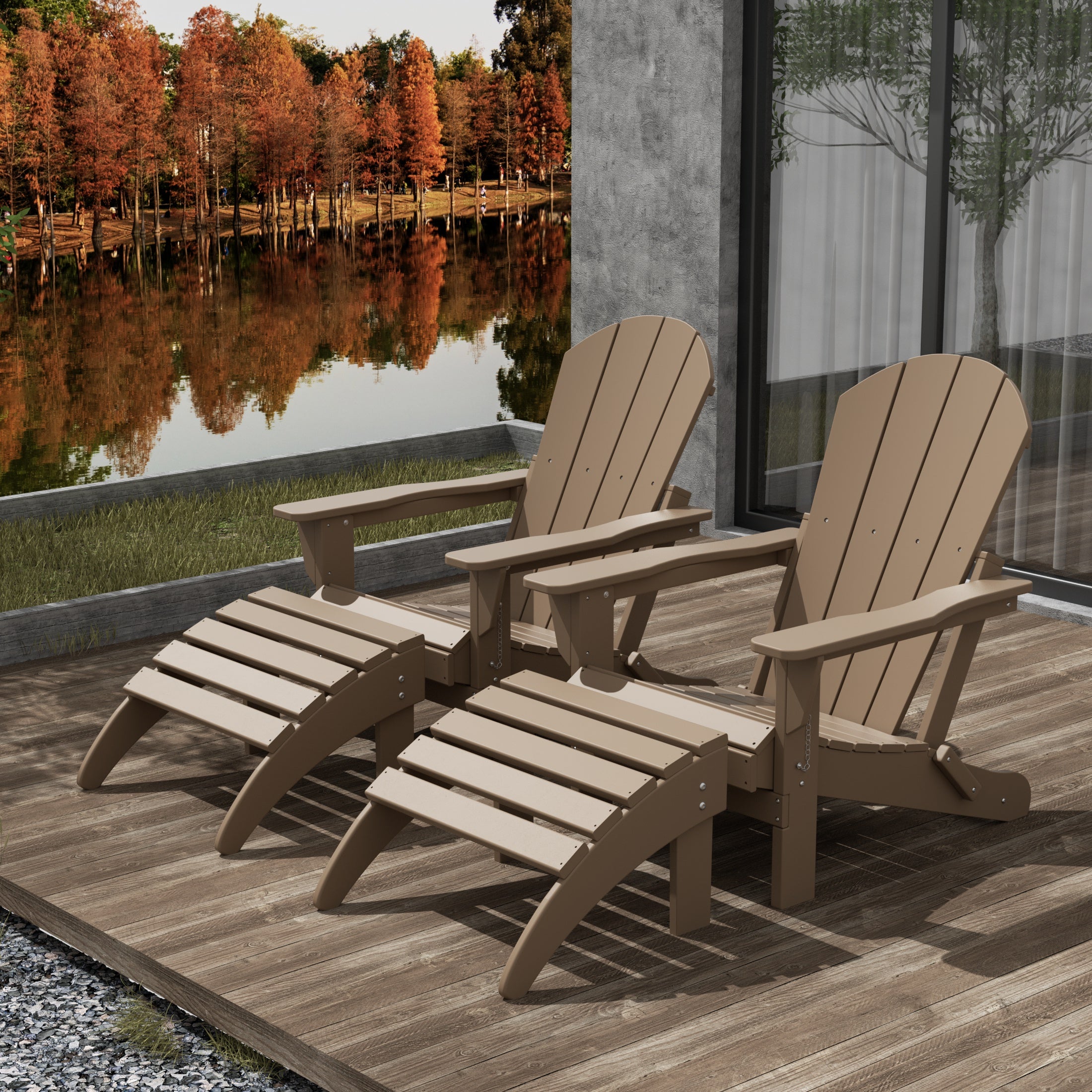 Paradise Westintrends 4-Piece set classic Adirondack chairs with ottoman (2 seater)