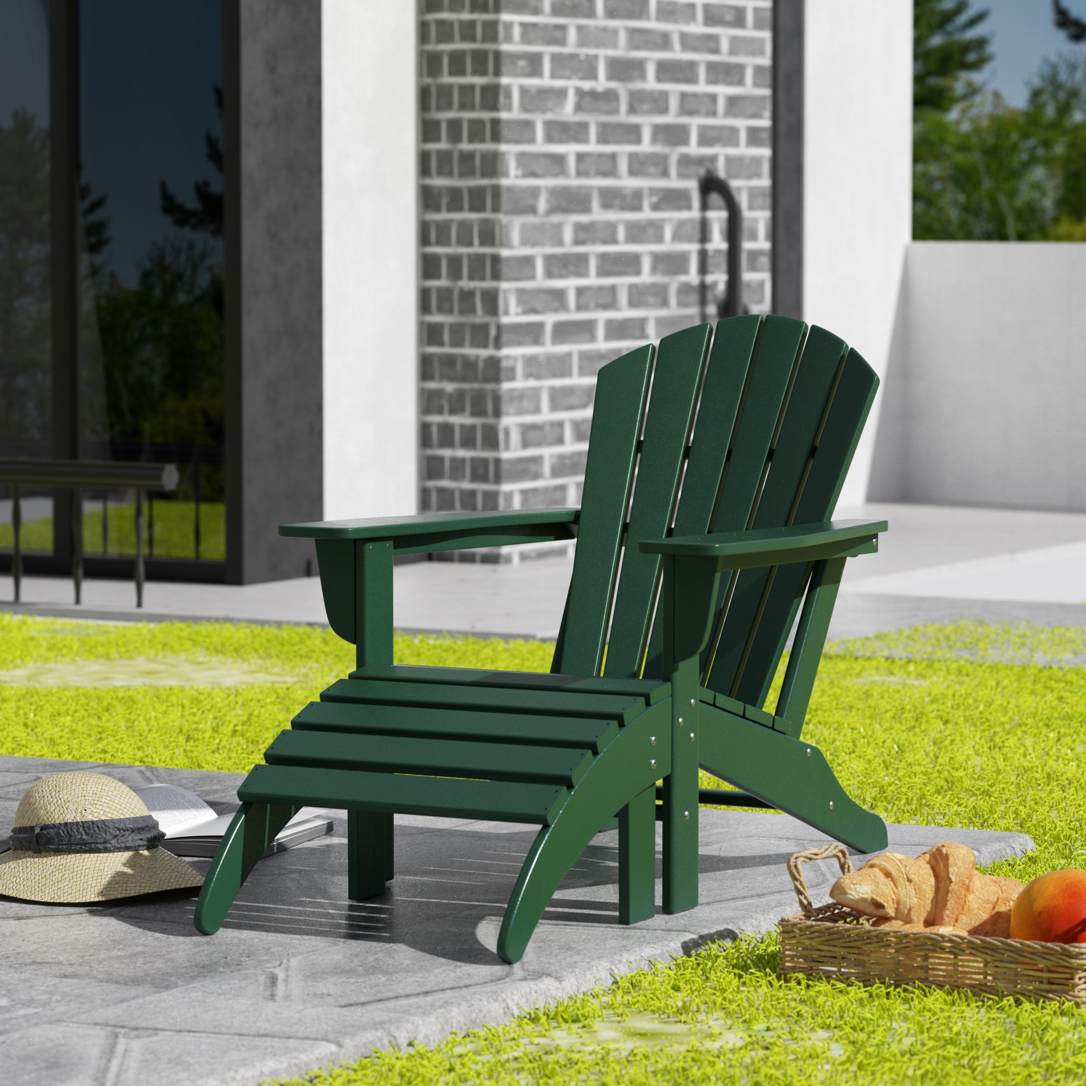 Portside Outdoor Adirondack Chair With Ottoman 2-Piece Set