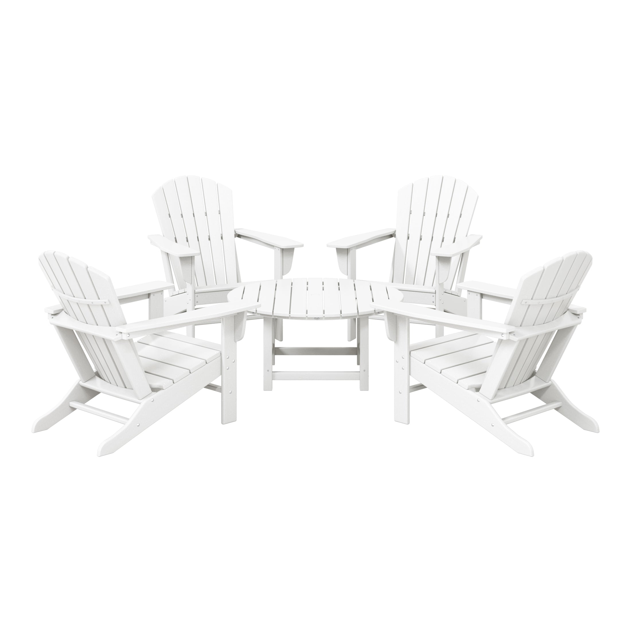 Portside 5-Piece Outdoor Patio HDPE Adirondack Chair With Round Coffee Table Conversation Set