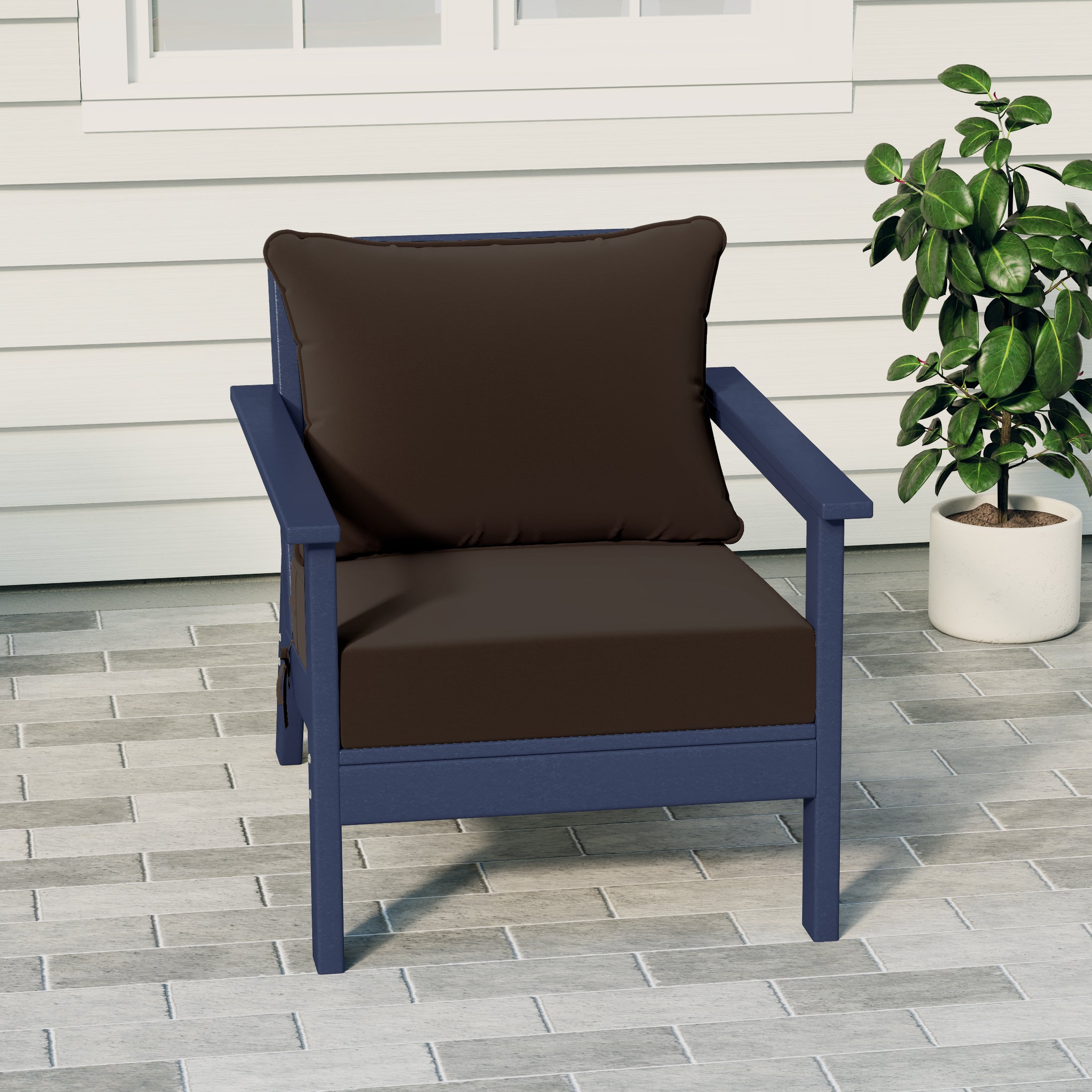 Portsmouth Modern Outdoor HDPE Patio Club Chair with Deep Seat Cushions