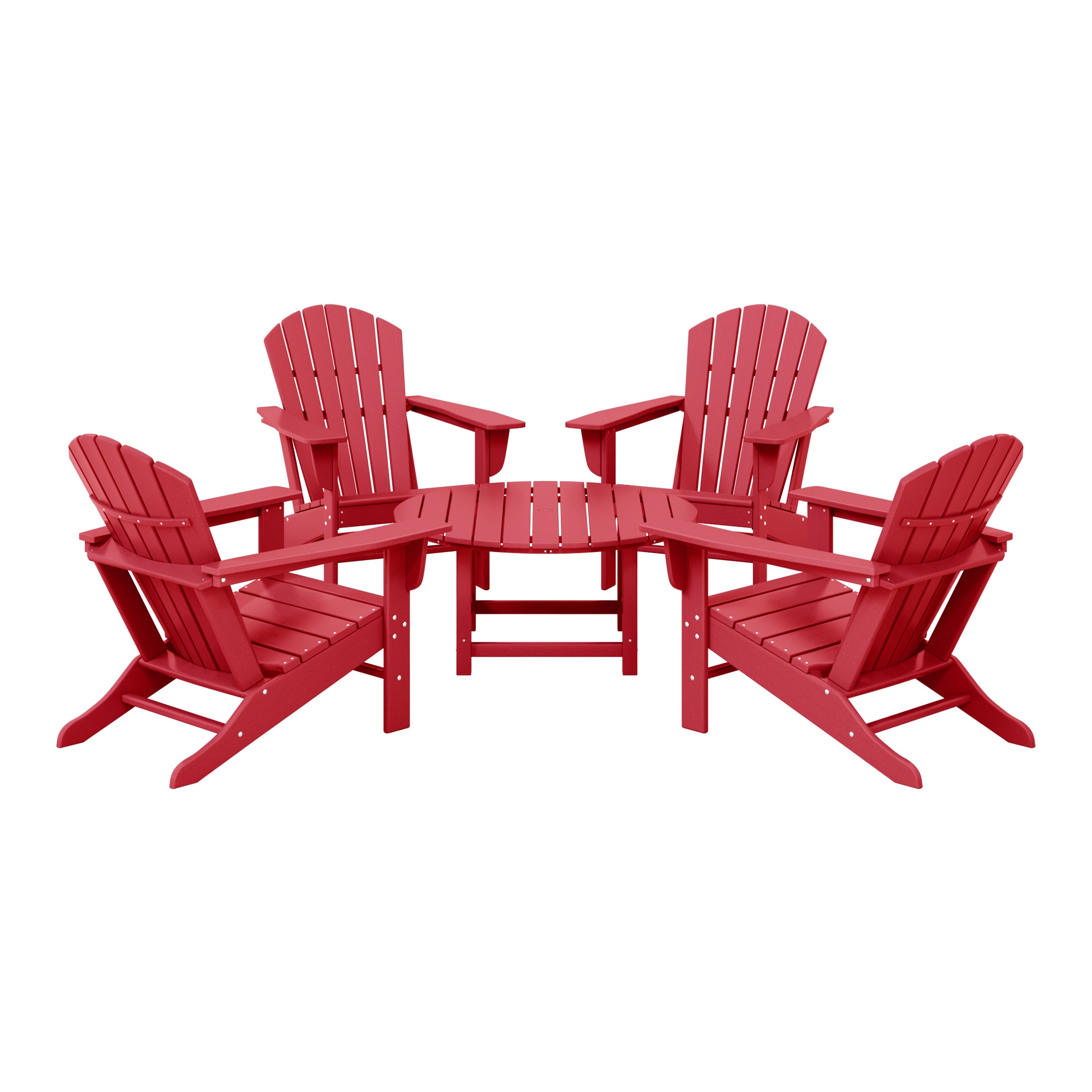 Portside 5-Piece Outdoor Patio HDPE Adirondack Chair With Round Coffee Table Conversation Set