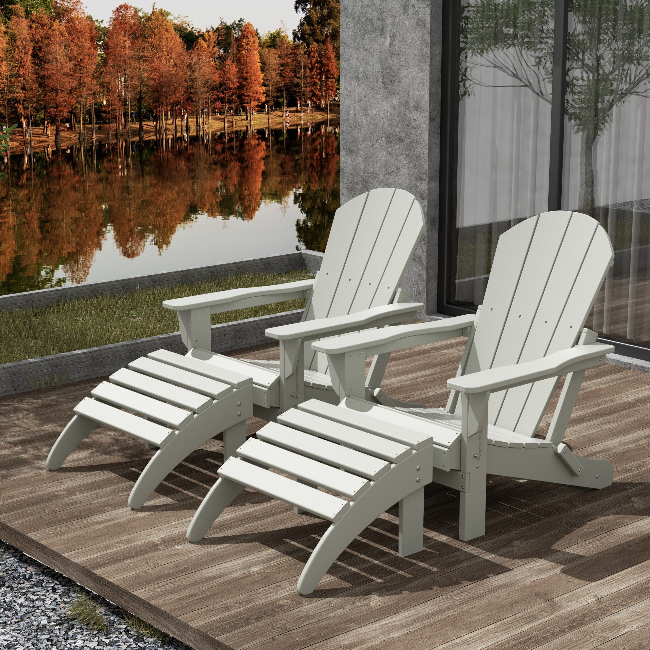 Paradise Westintrends 4-Piece set classic Adirondack chairs with ottoman (2 seater)