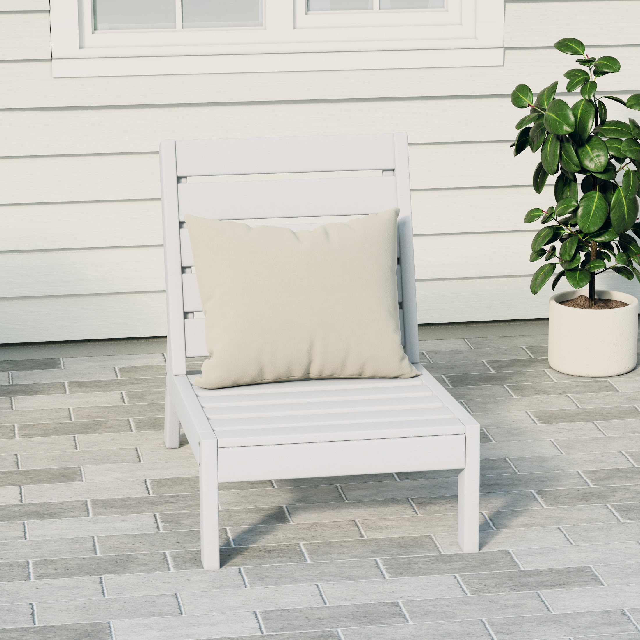 Portsmouth HDPE Deep Seating Armless Modular Outdoor Patio Chair