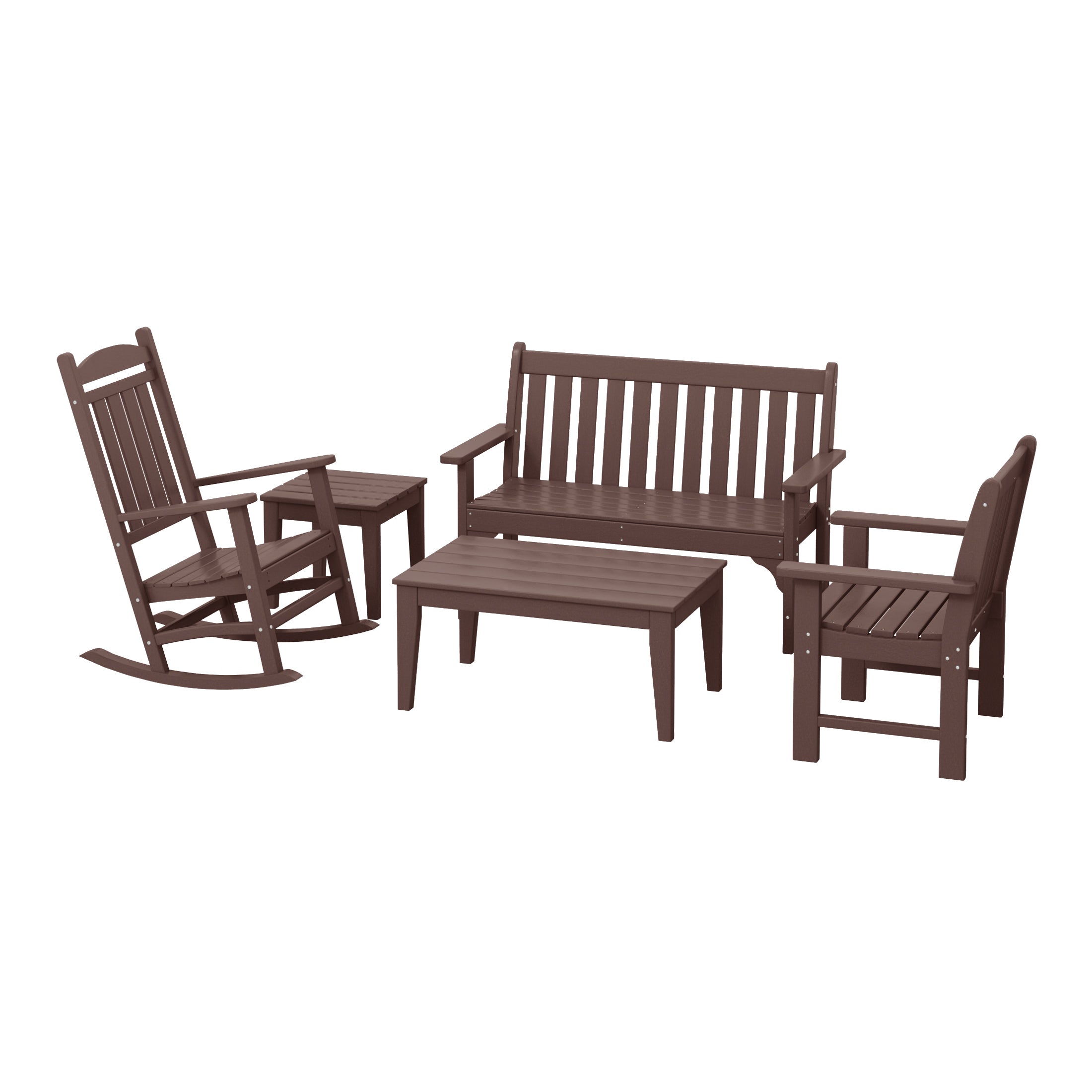 Paradise 5-Piece HDPE Outdoor Patio Furniture Sofa and Rocking Chair Set