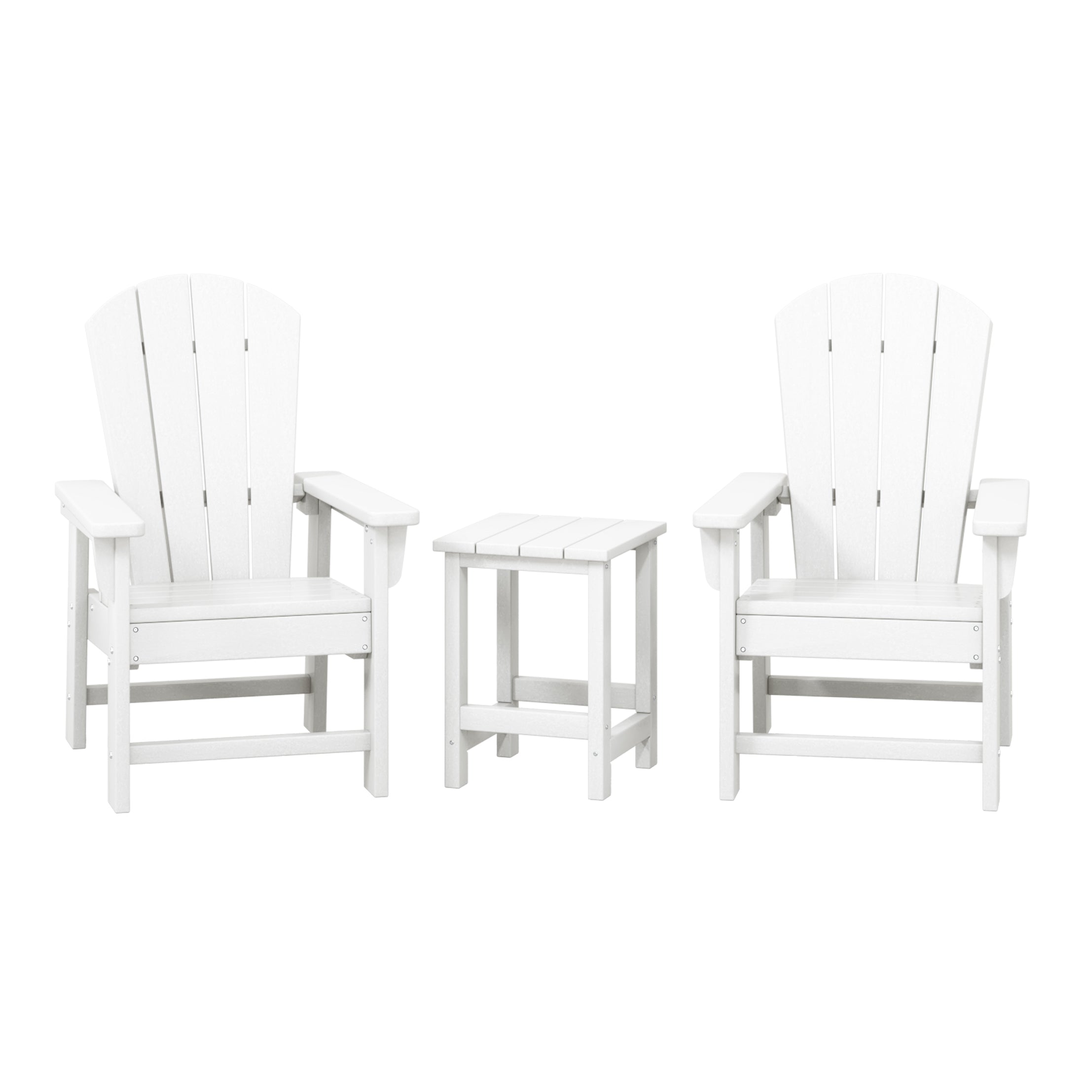 Paradise Kids 3-Piece Outdoor HDPE Adirondack Chairs With Square Side Table Set