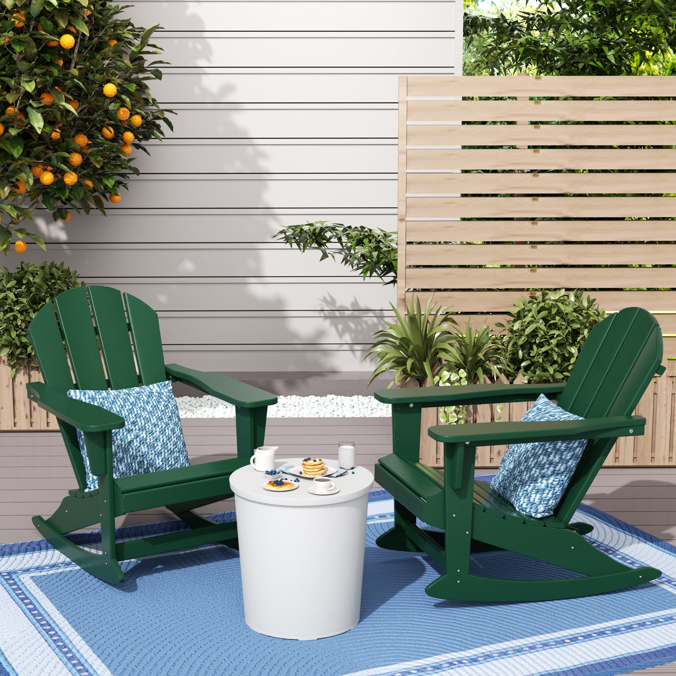 Paradise Westintrends 2 piece set Outdoor / Patio Poly Adirondack rocking chairs ( 2 seater )