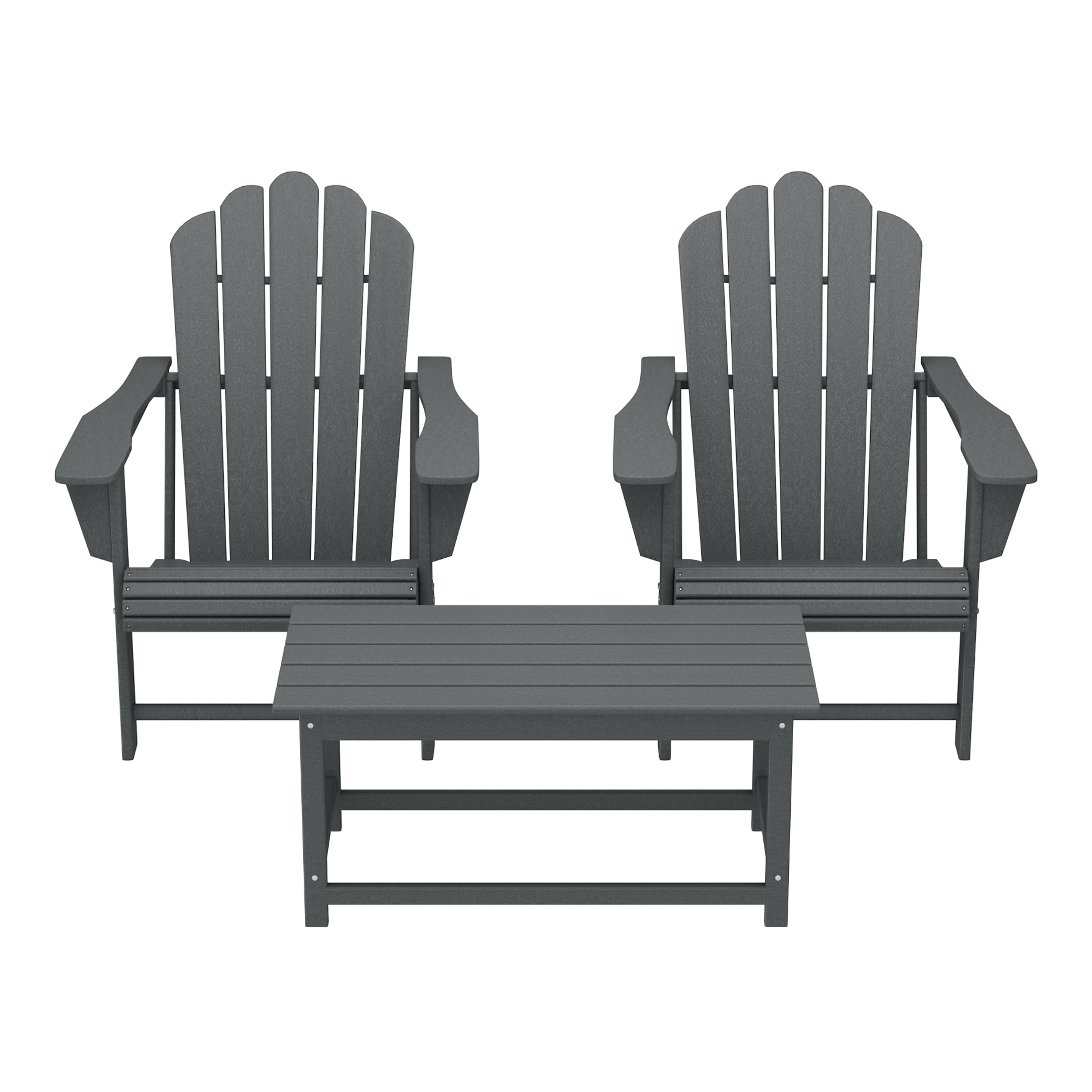 Lakeview 3-Piece Adirondack Chairs with Cup Holders and Coffee Table Set