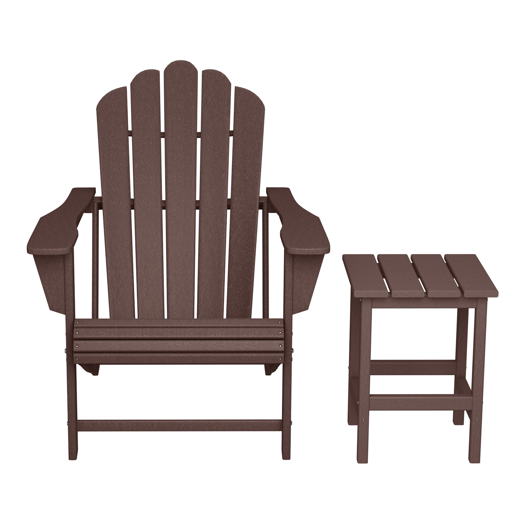 Lakeview Outdoor Patio HDPE Adirondack Chair With Cup Holder and Table Set