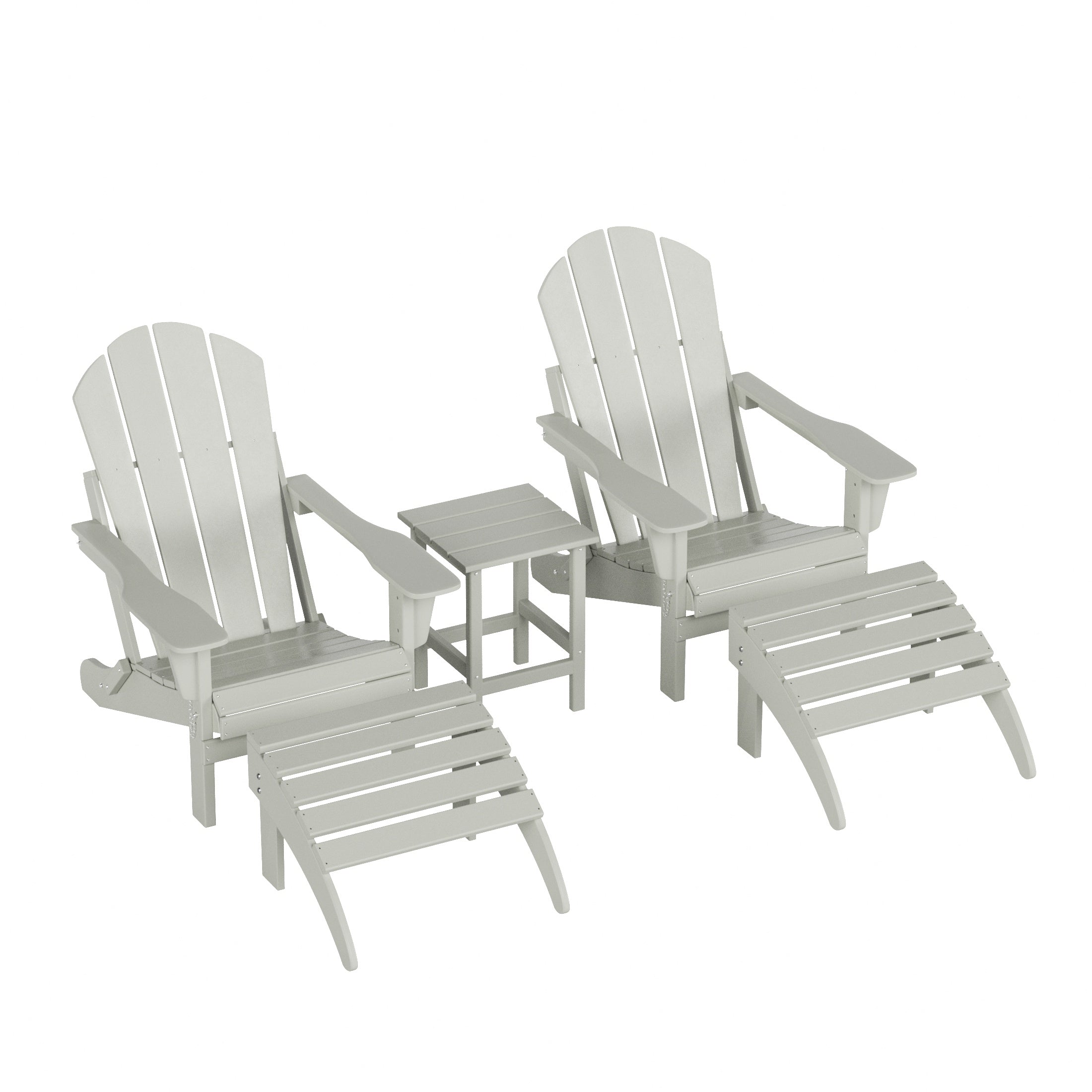 Paradise Westintrends 5-Piece set classic Adirondack chairs with ottoman and a small coffee table (2 seater)