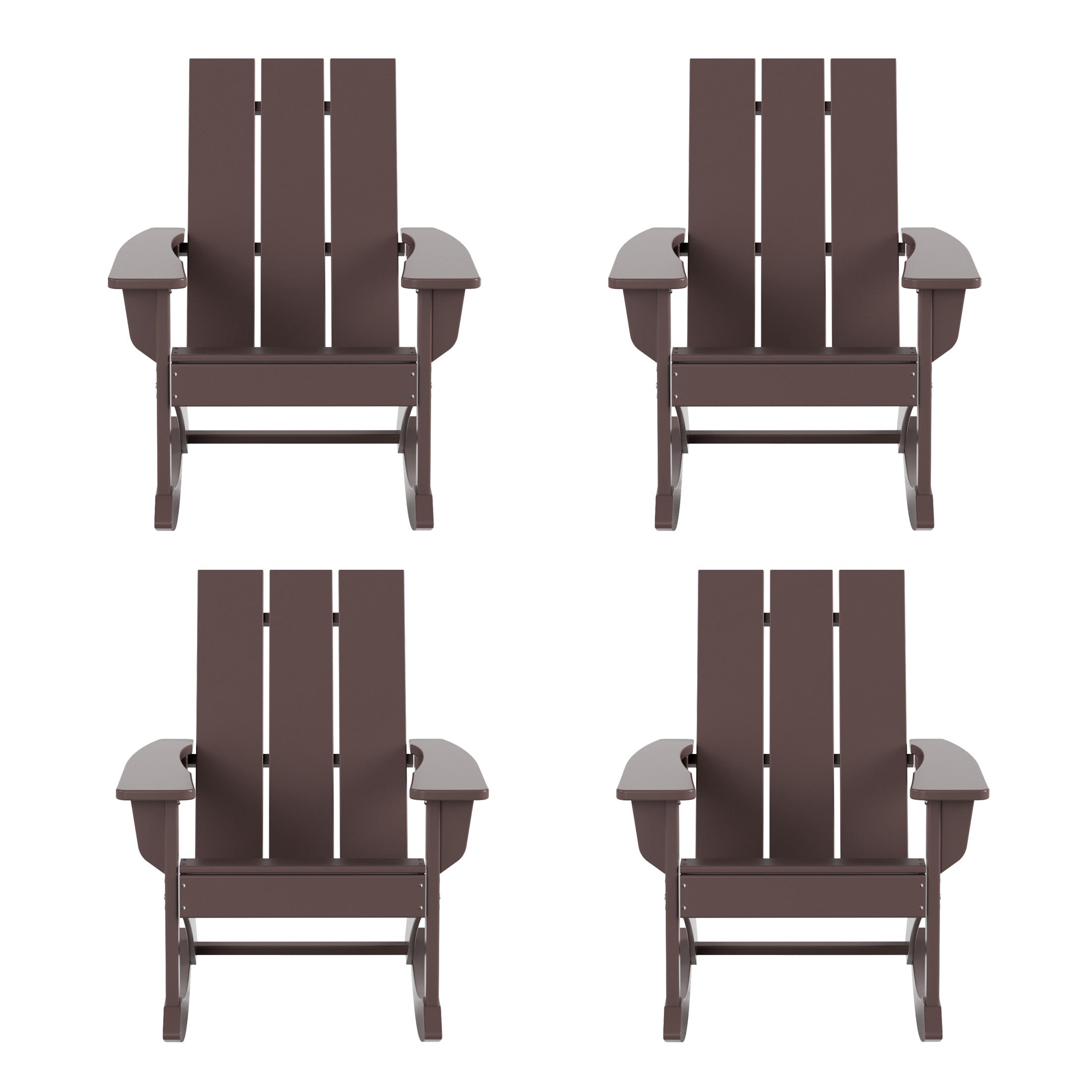 Palms Ashore Outdoor Patio Modern Adirondack Rocking Chair (Set of 4)