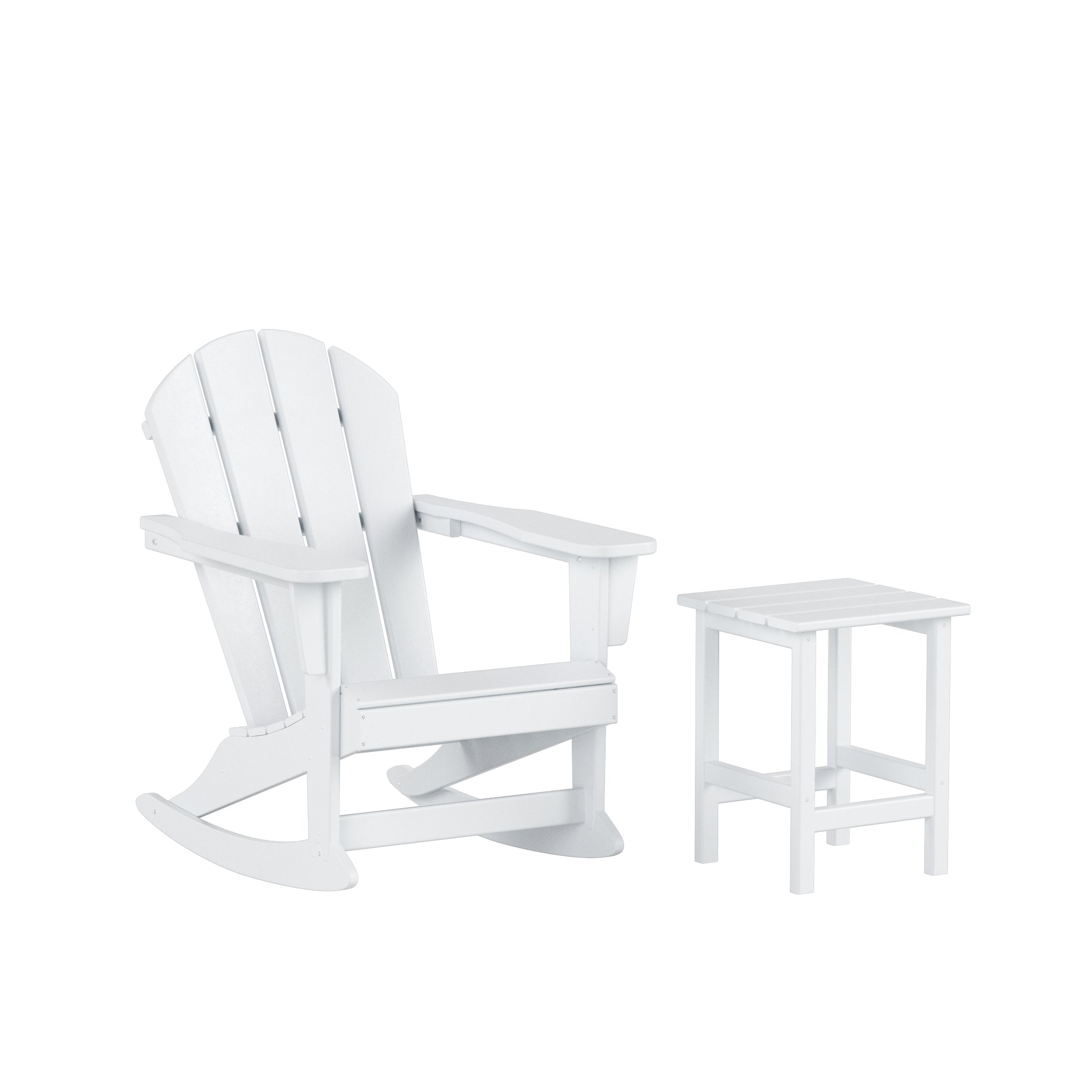 Paradise Malibu Outdoor Patio Rocking Adirondack Chairs with Side Table Set