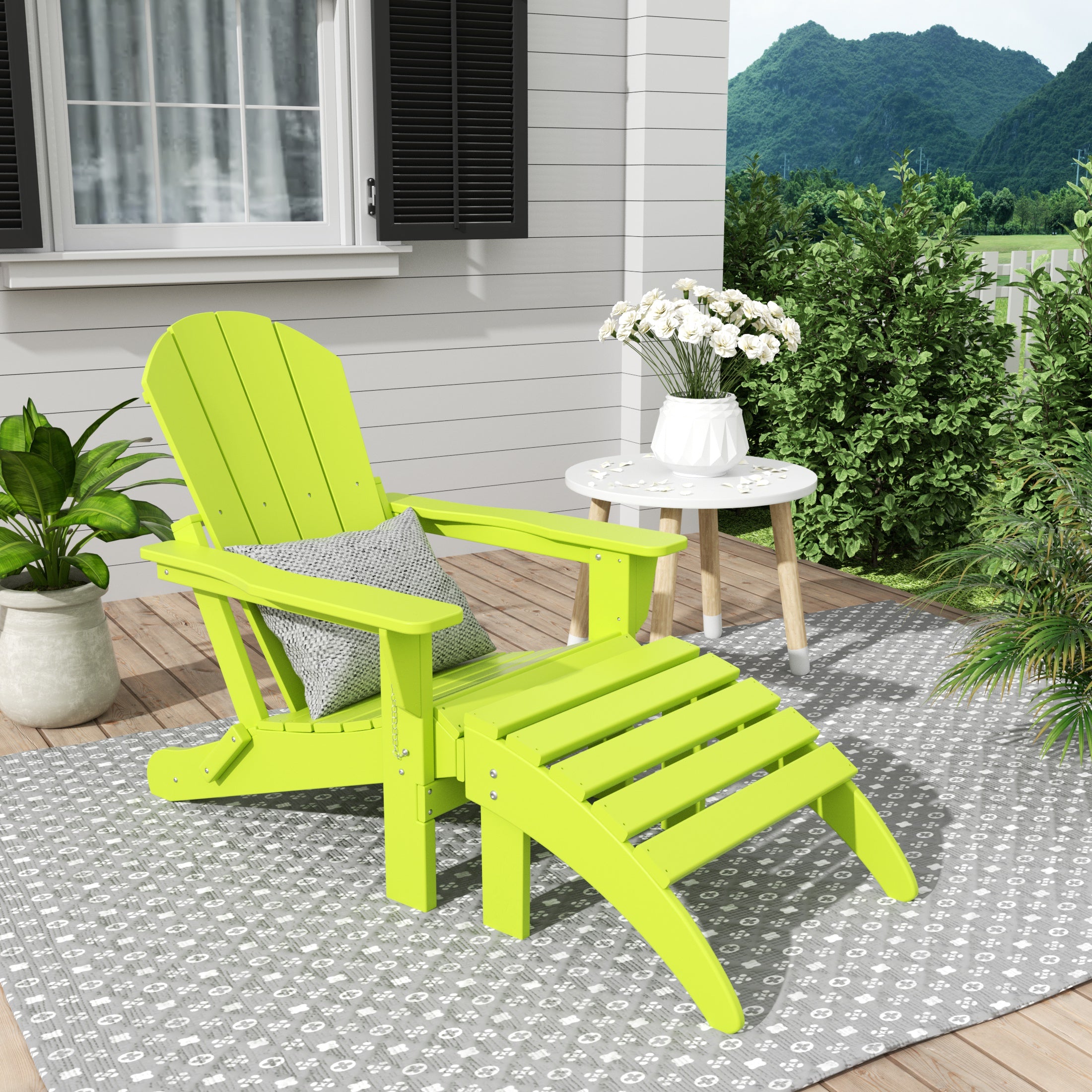 Paradise Westintrends 2 piece set classic Adirondack chair with ottoman (1 seater)