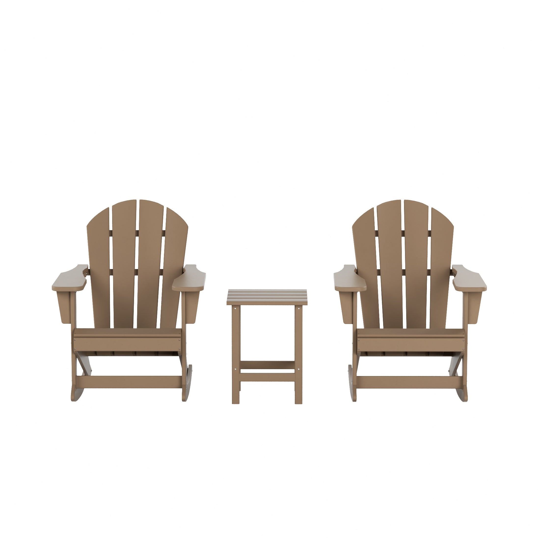 Paradise Westintrends 3-Piece set Outdoor / Patio Poly Adirondack rocking chairs with a side table ( 2 seater )