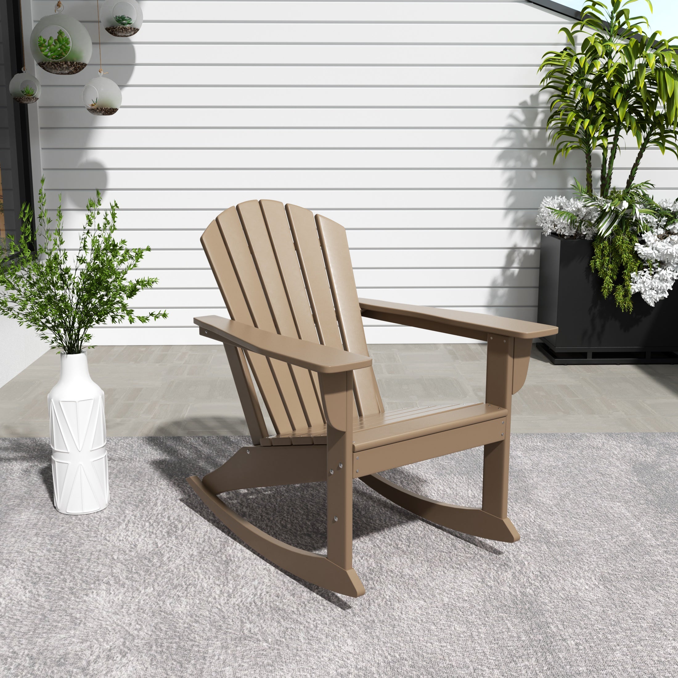 Portside Dylan Outdoor Patio Poly Plastic Adirondack Rocking Chair