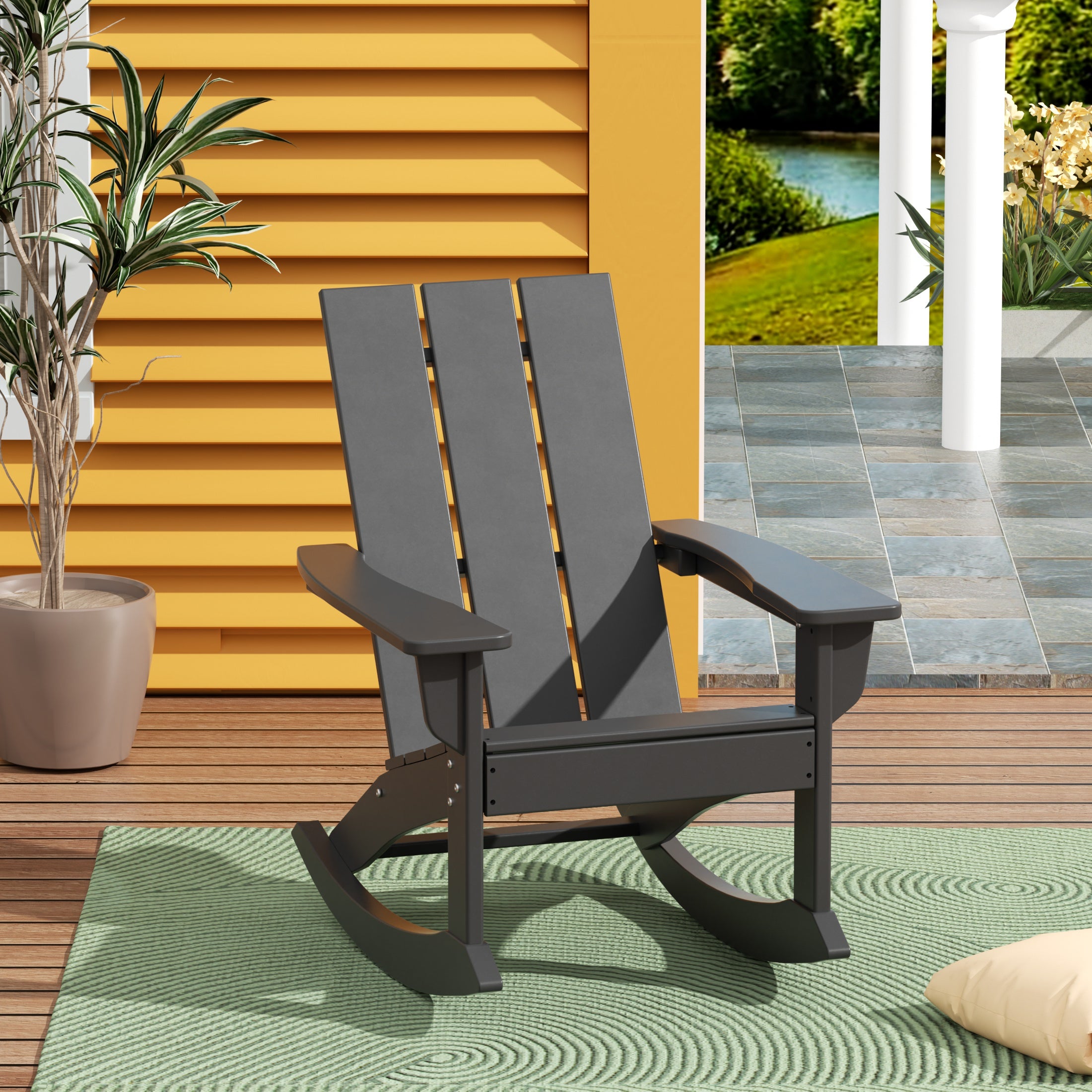 Palms Ashore Outdoor Patio Modern Adirondack Rocking Chair