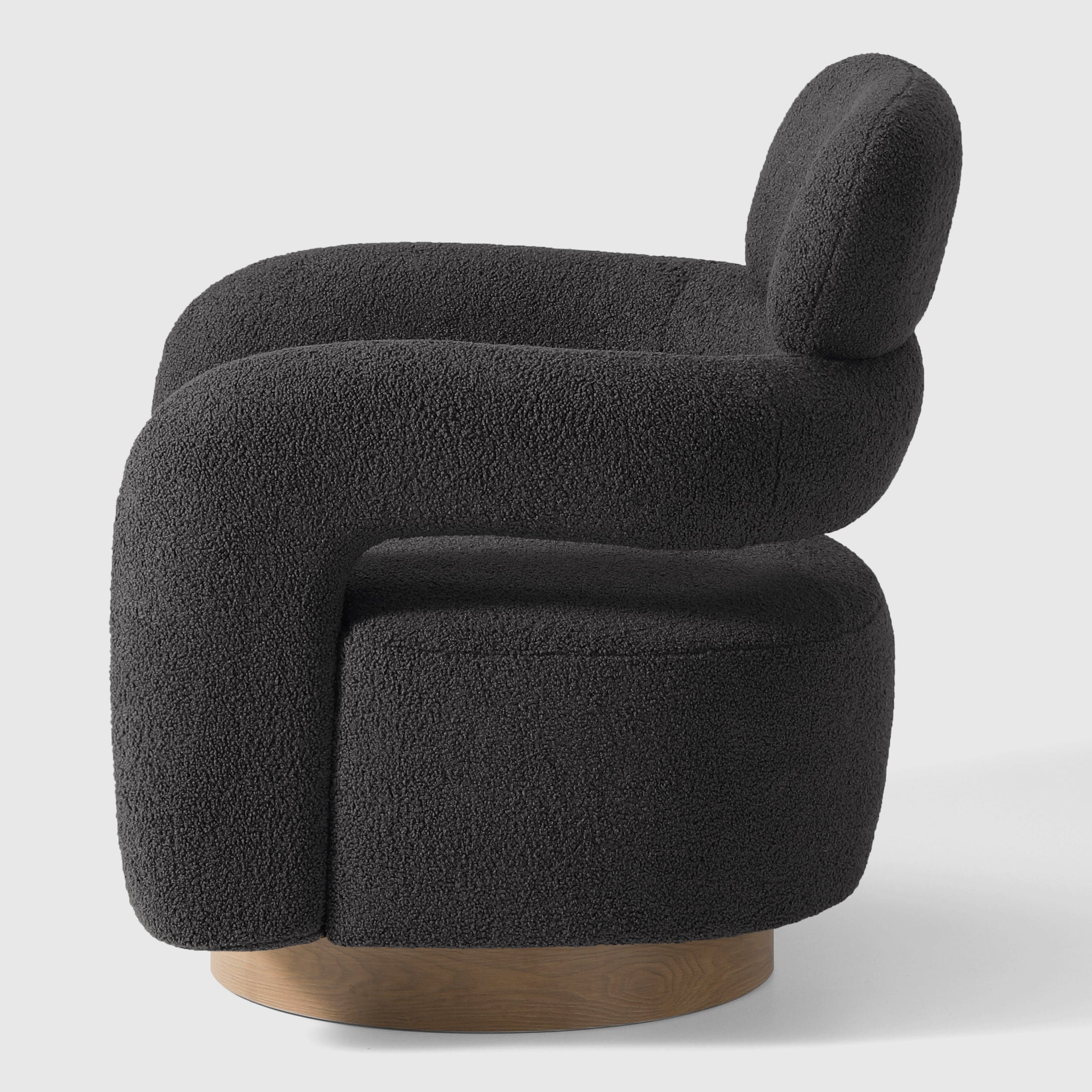 Celine Mid-Century Modern Round Sherpa Swivel Barrel Accent Chair