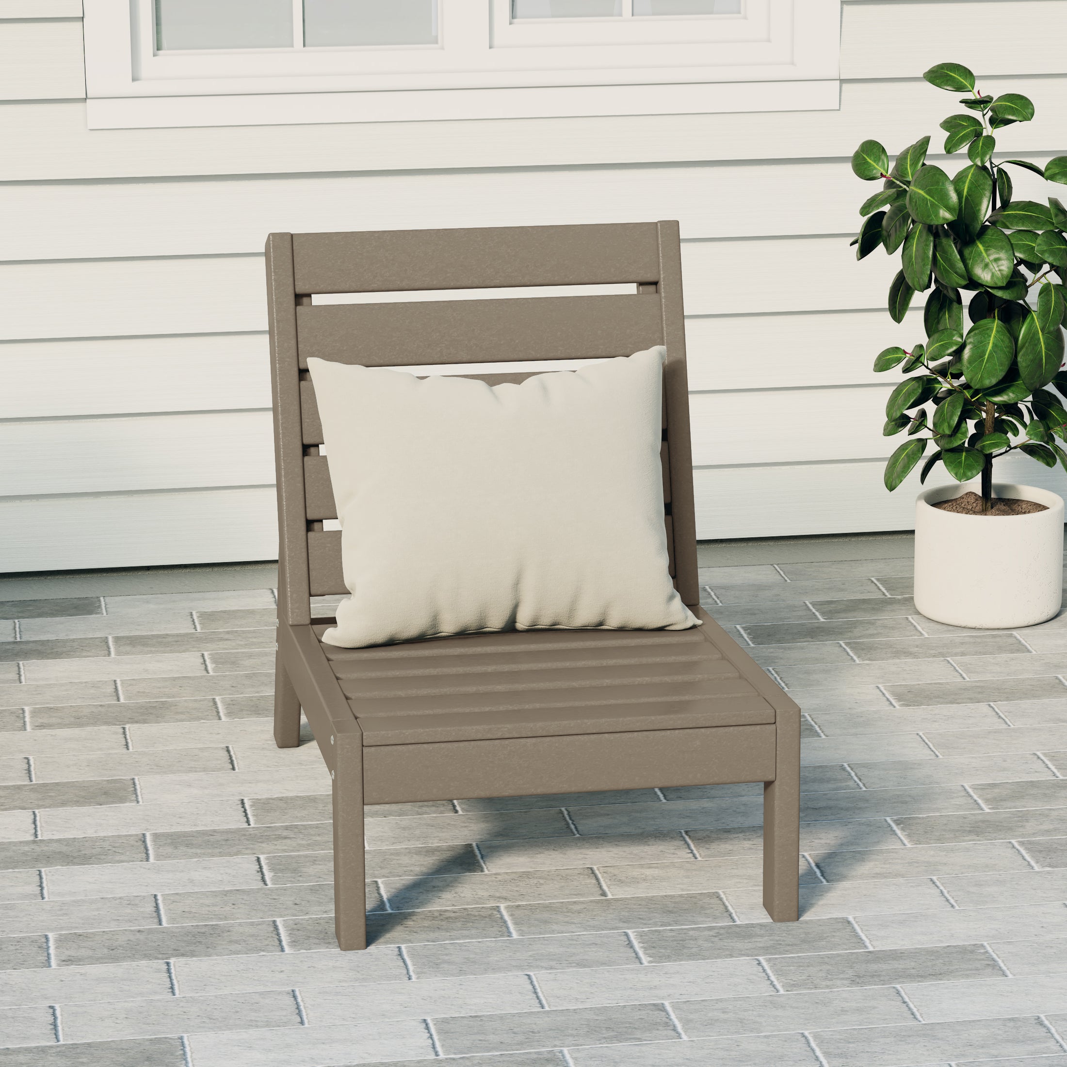 Portsmouth HDPE Deep Seating Armless Modular Outdoor Patio Chair