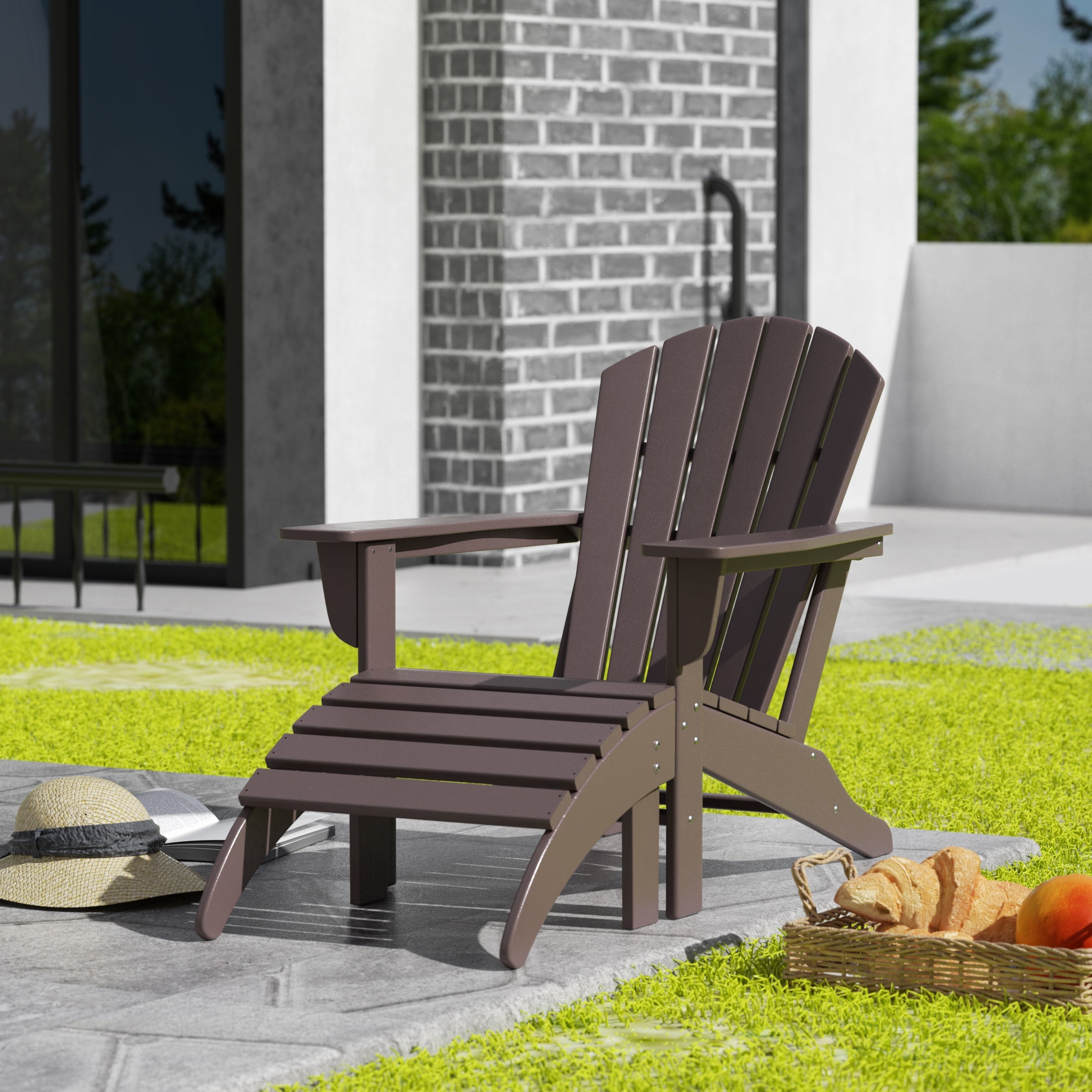 Portside Outdoor Adirondack Chair With Ottoman 2-Piece Set