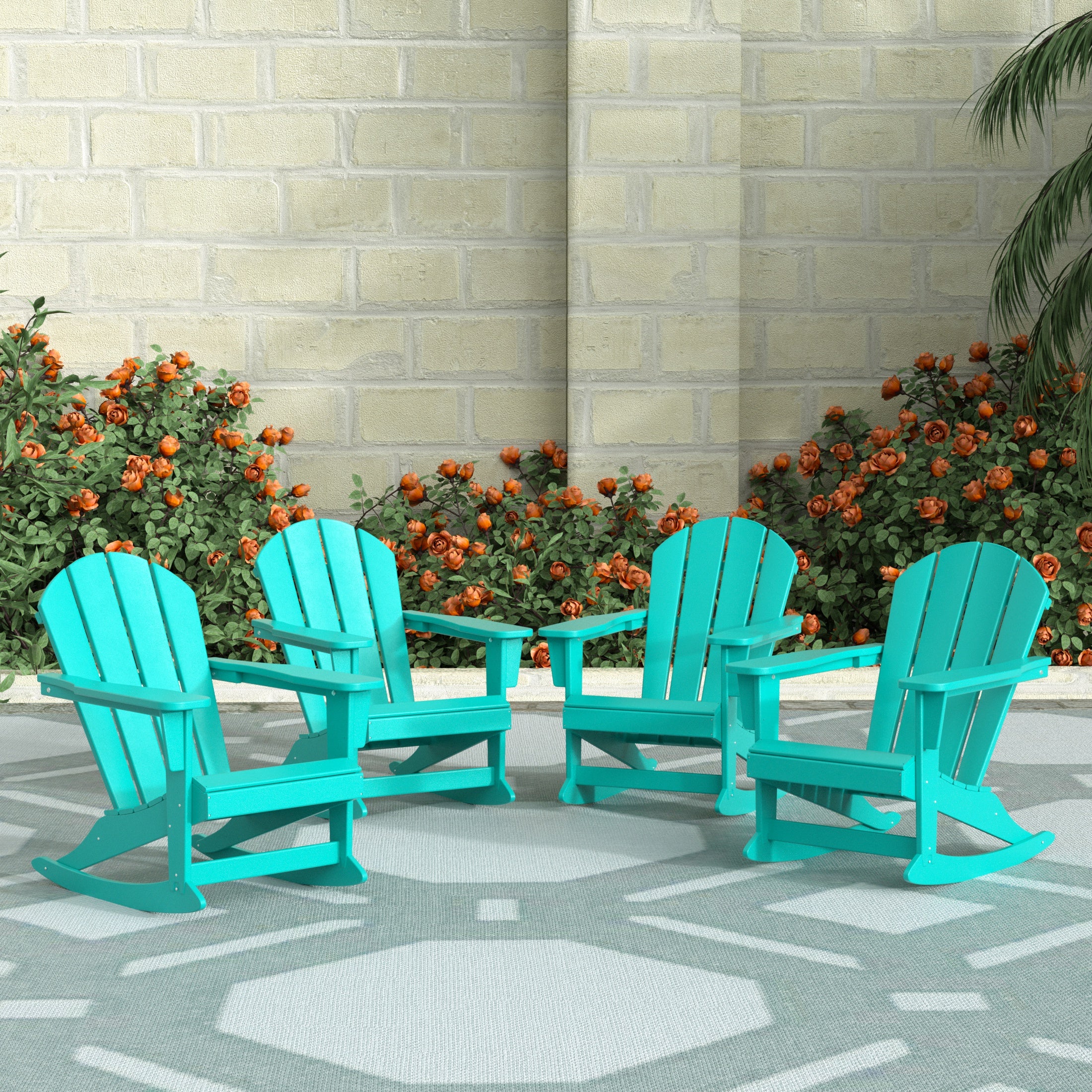 Paradise Malibu Outdoor Patio Porch Rocking Adirondack Chair (Set of 4)