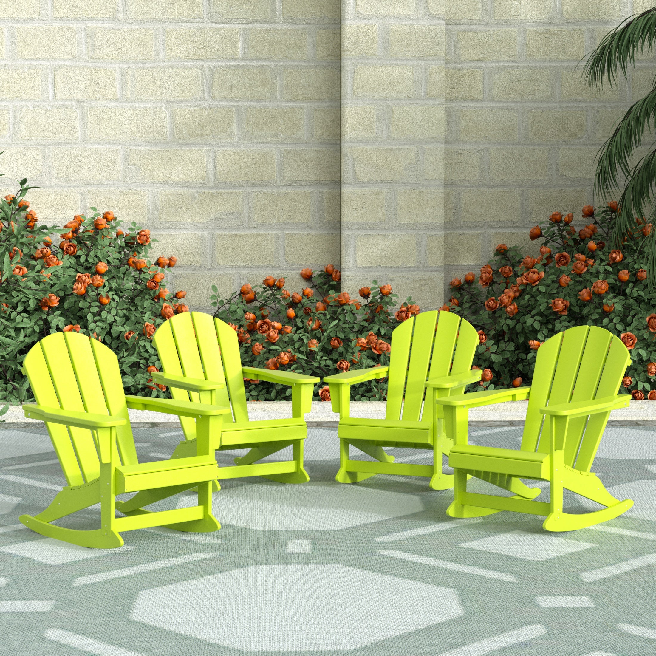 Paradise Malibu Outdoor Patio Porch Rocking Adirondack Chair (Set of 4)