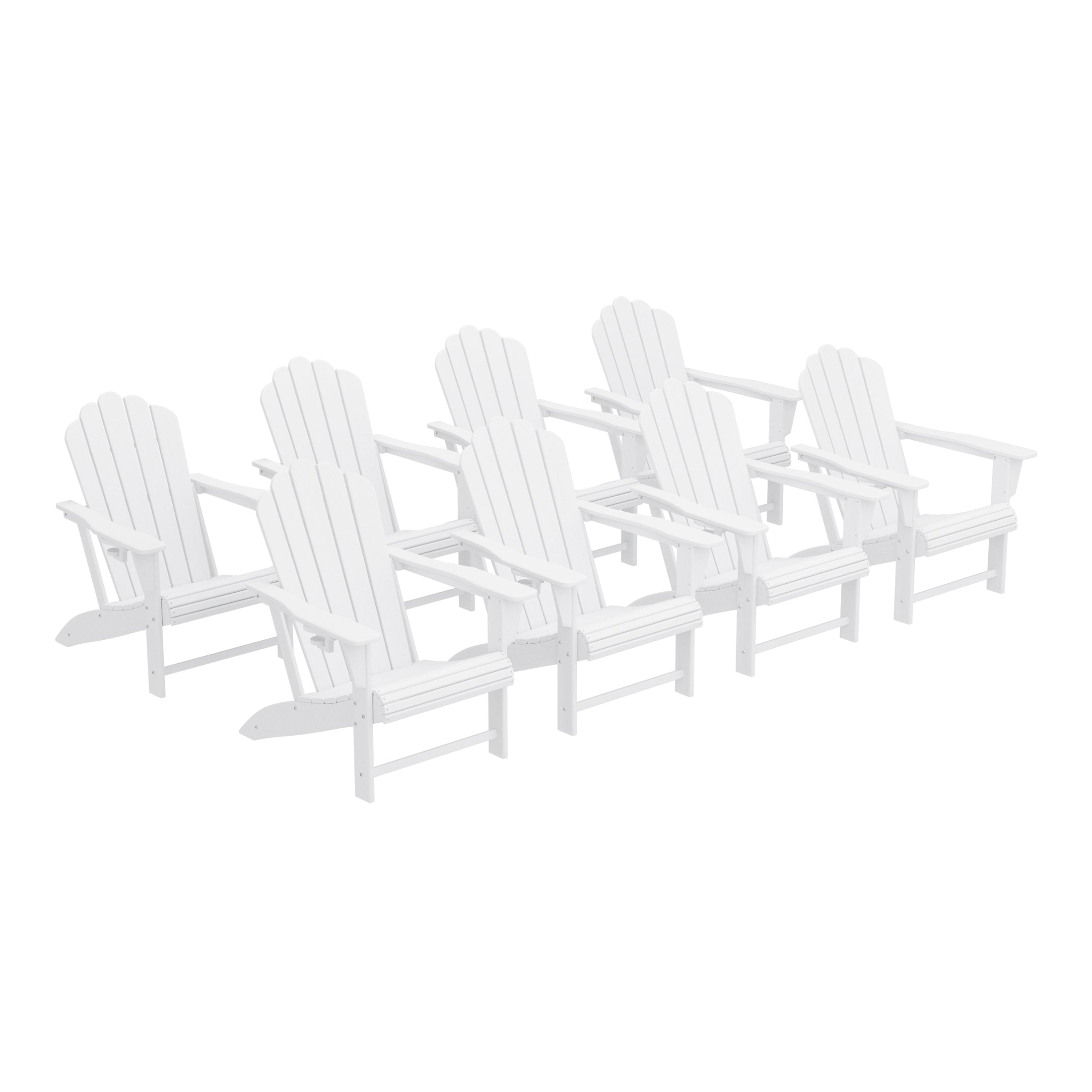 Lakeview Outdoor Patio HDPE Adirondack Chairs With Cup Holders (Set of 8)