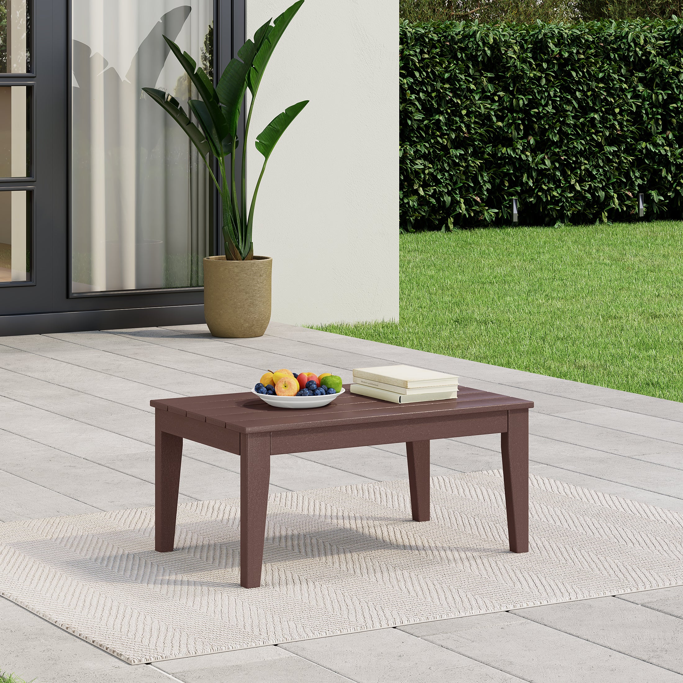 Paradise Low Outdoor HDPE Patio Rectangle Coffee Table