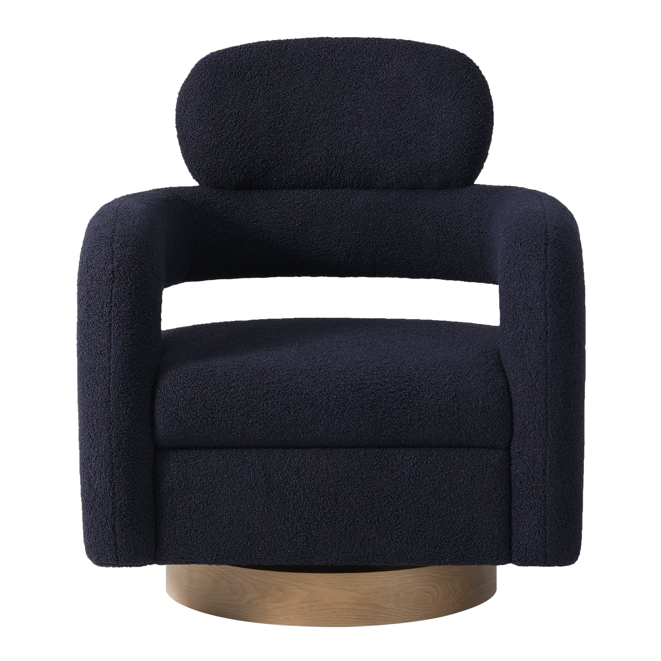 Celine Mid-Century Modern Round Sherpa Swivel Barrel Accent Chair