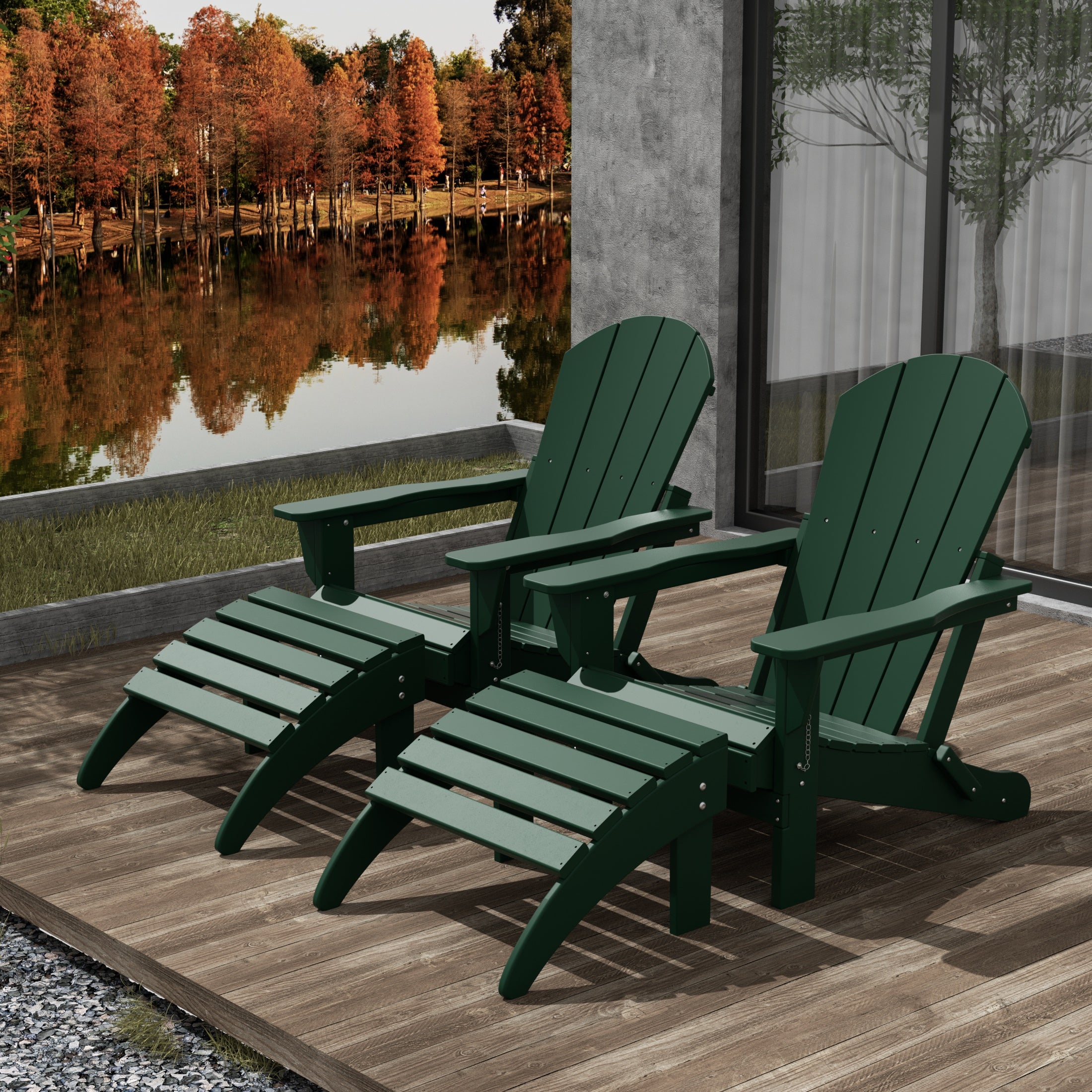 Paradise Westintrends 4-Piece set classic Adirondack chairs with ottoman (2 seater)