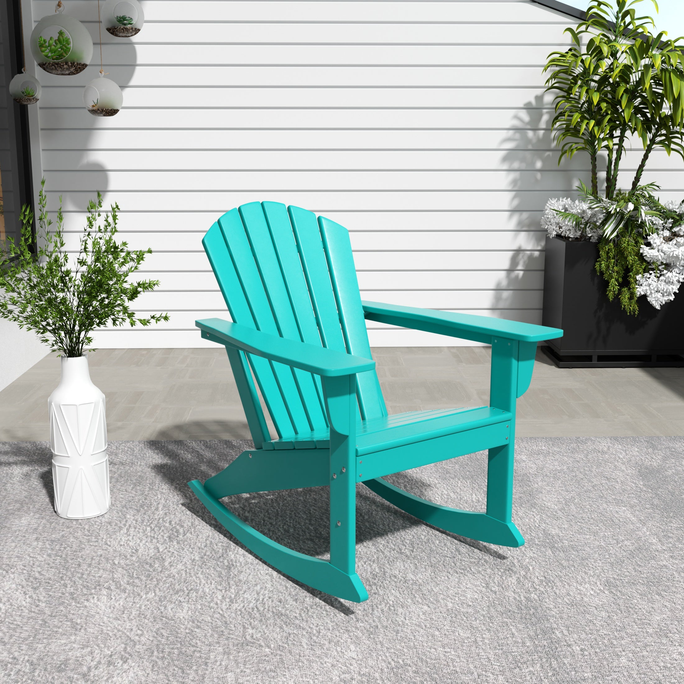 Portside Dylan Outdoor Patio Poly Plastic Adirondack Rocking Chair