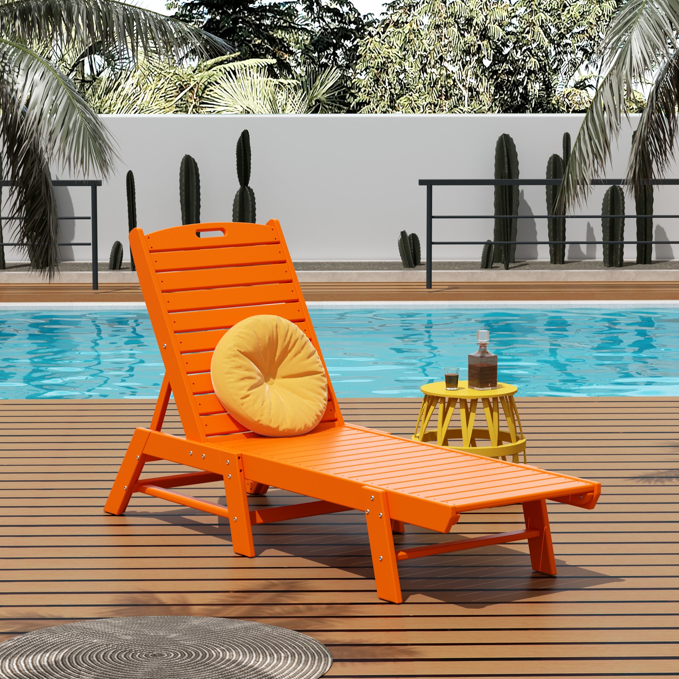 Paradise Malibu Poly Reclining Outdoor Patio Chaise Lounge Chair Adjustable