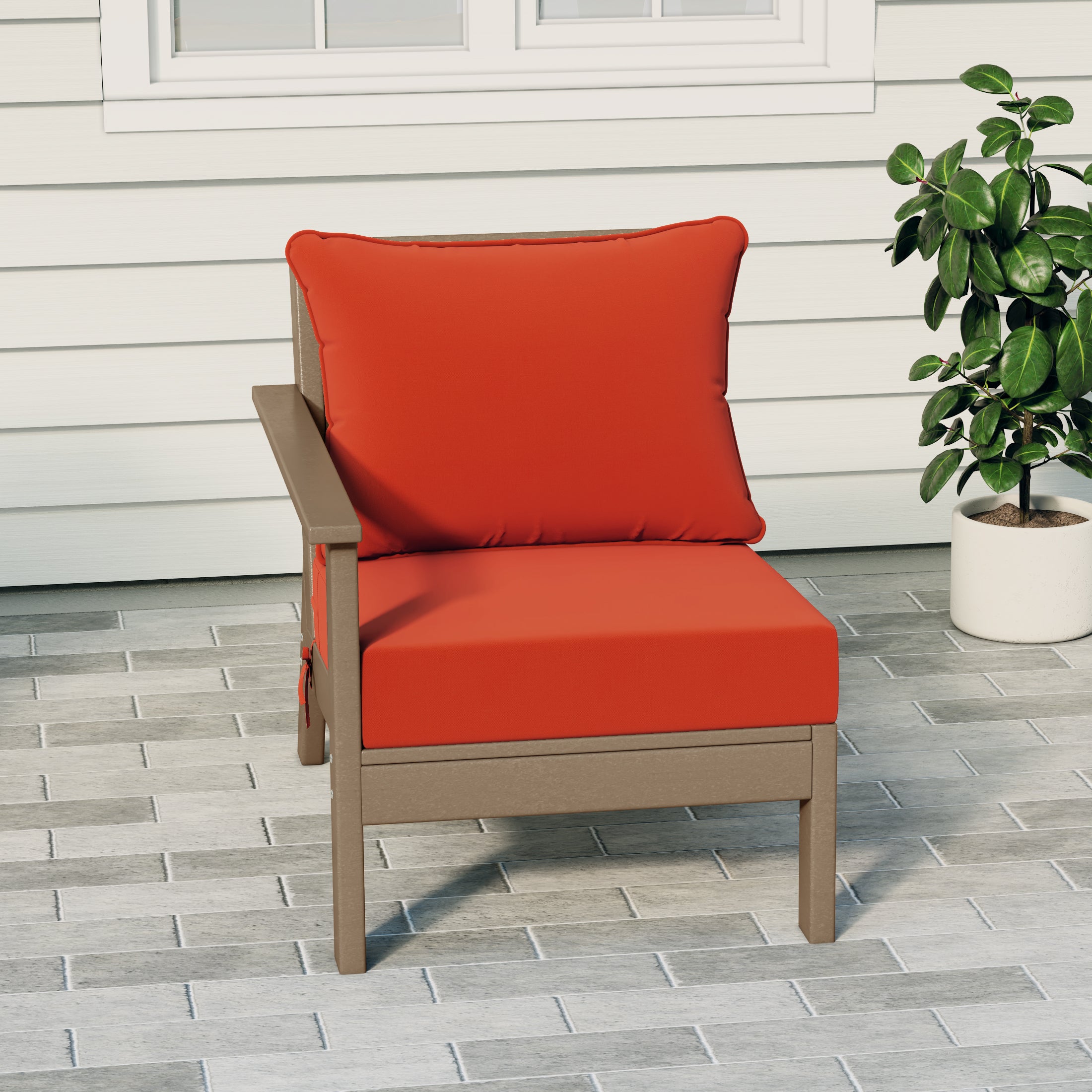 Portsmouth Modern Outdoor HDPE Patio Left Facing Sectional Corner Club Chair with Deep Seat Cushions