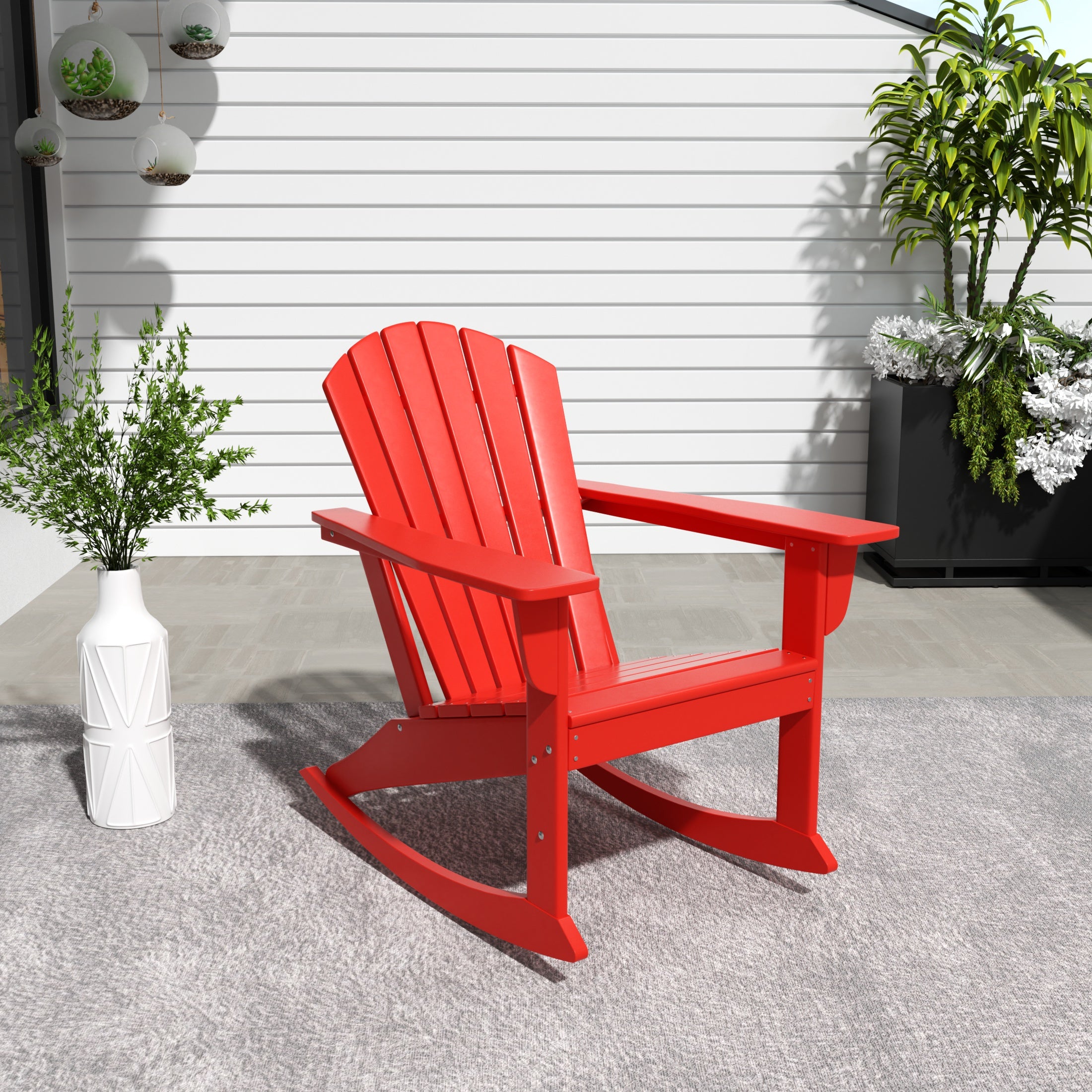 Portside Dylan Outdoor Patio Poly Plastic Adirondack Rocking Chair