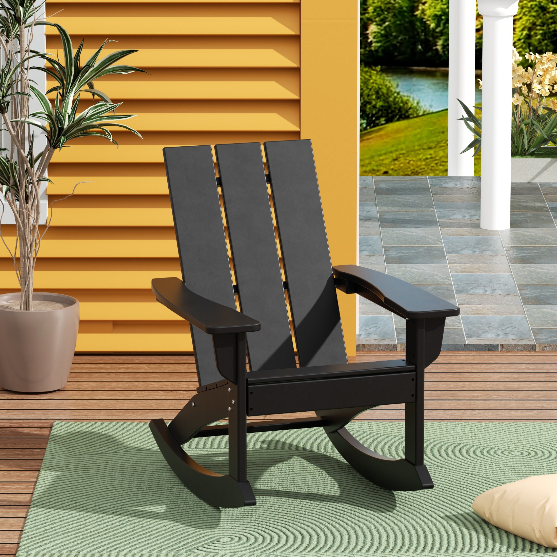 Palms Ashore Outdoor Patio Modern Adirondack Rocking Chair