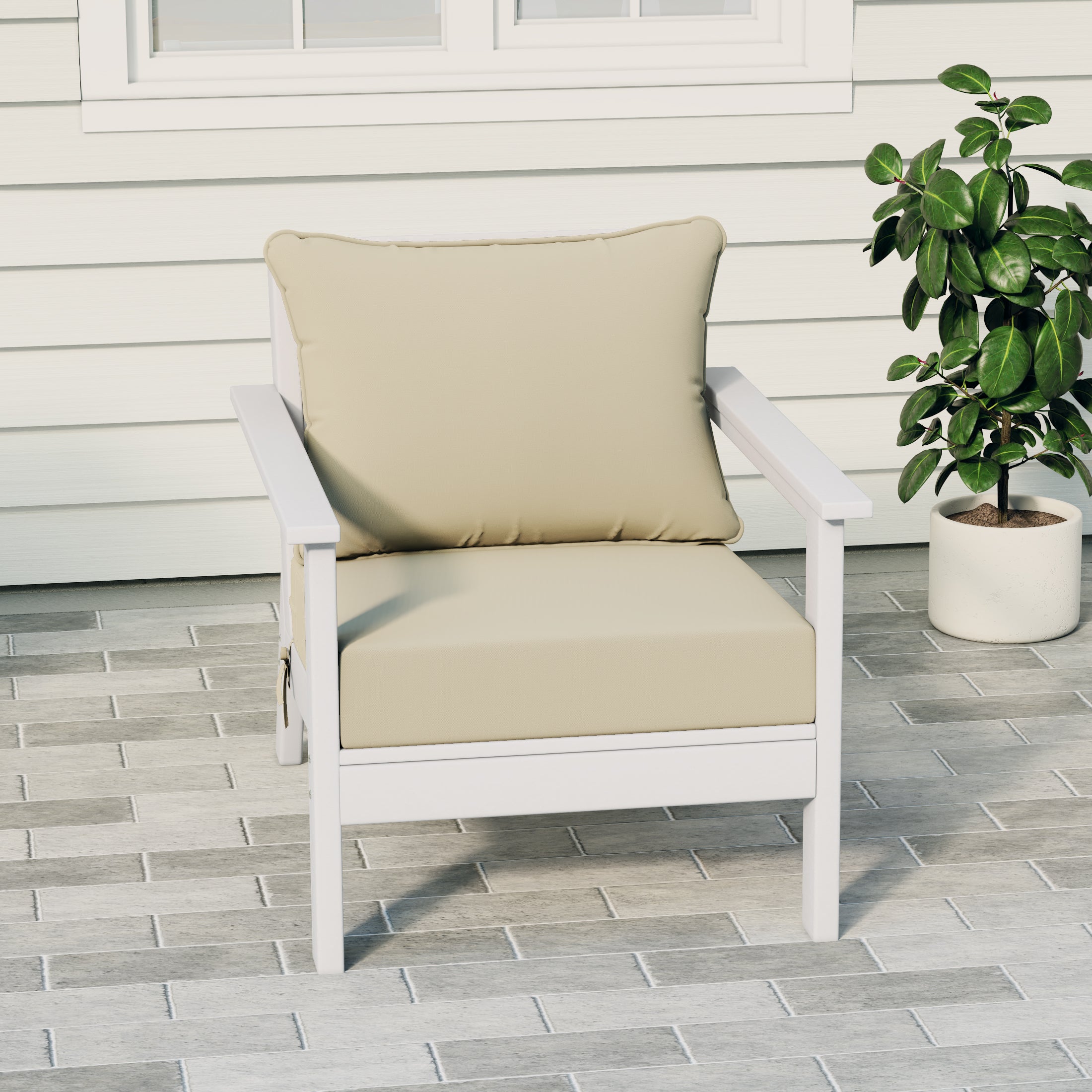 Portsmouth Modern Outdoor HDPE Patio Club Chair with Deep Seat Cushions