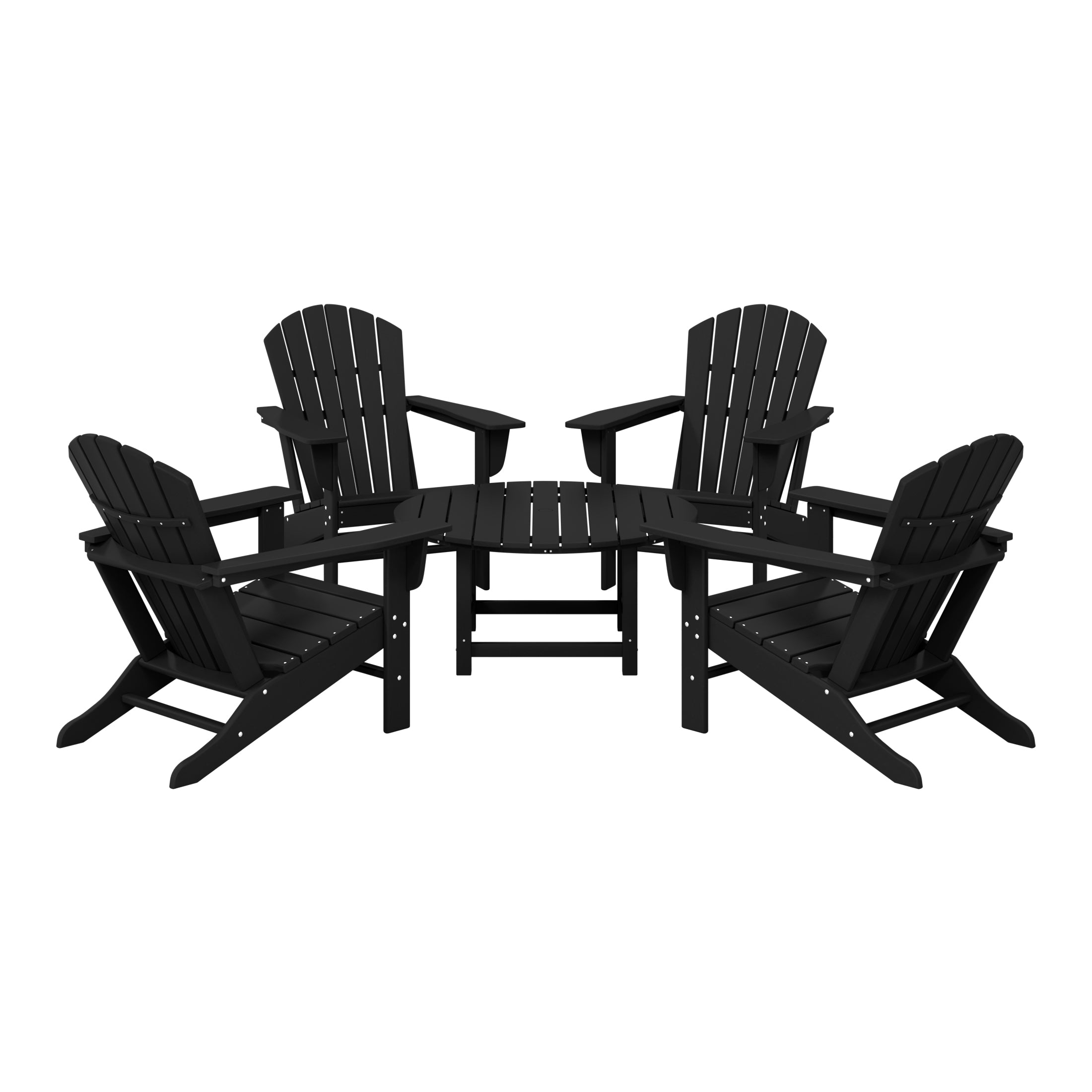 Portside 5-Piece Outdoor Patio HDPE Adirondack Chair With Round Coffee Table Conversation Set