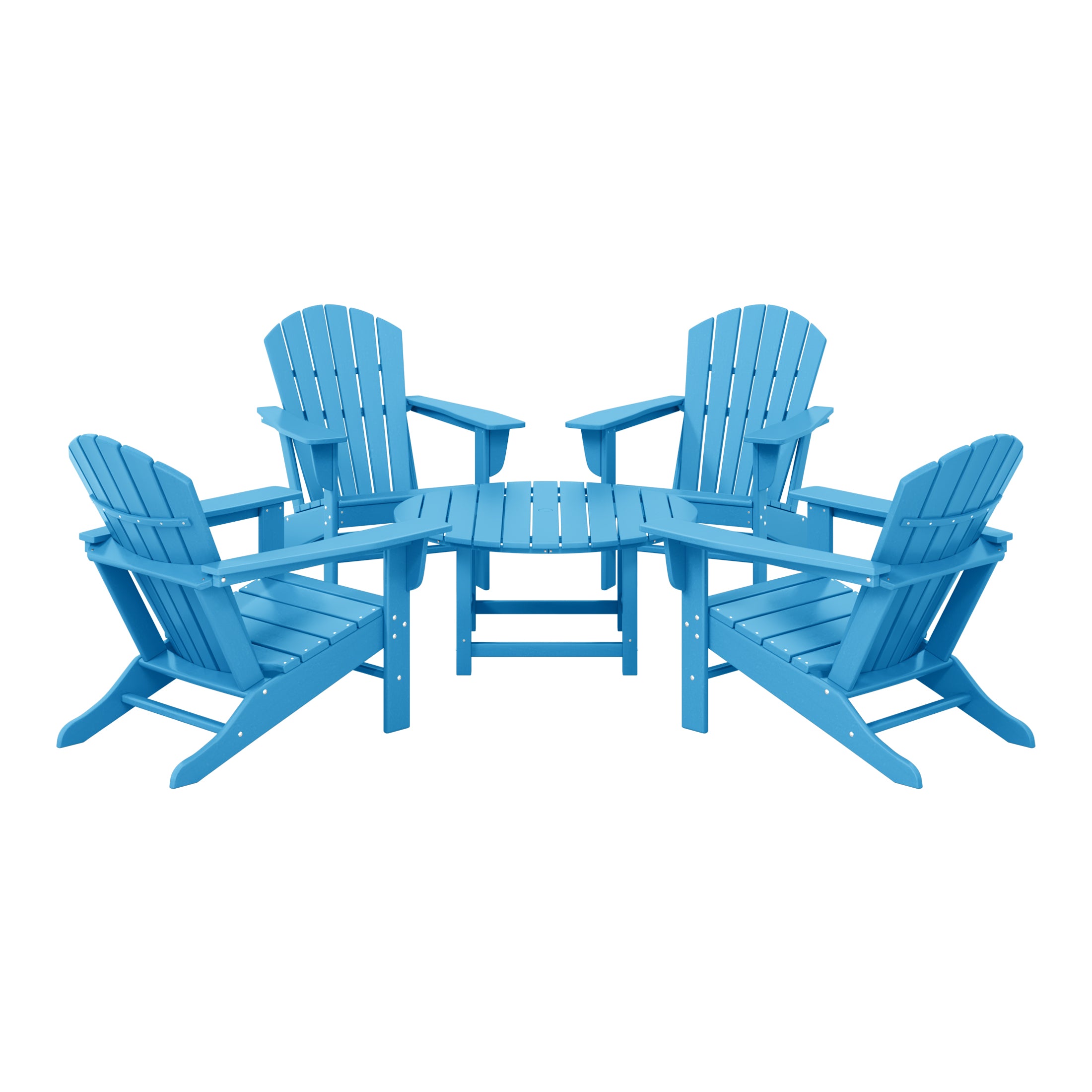 Portside 5-Piece Outdoor Patio HDPE Adirondack Chair With Round Coffee Table Conversation Set