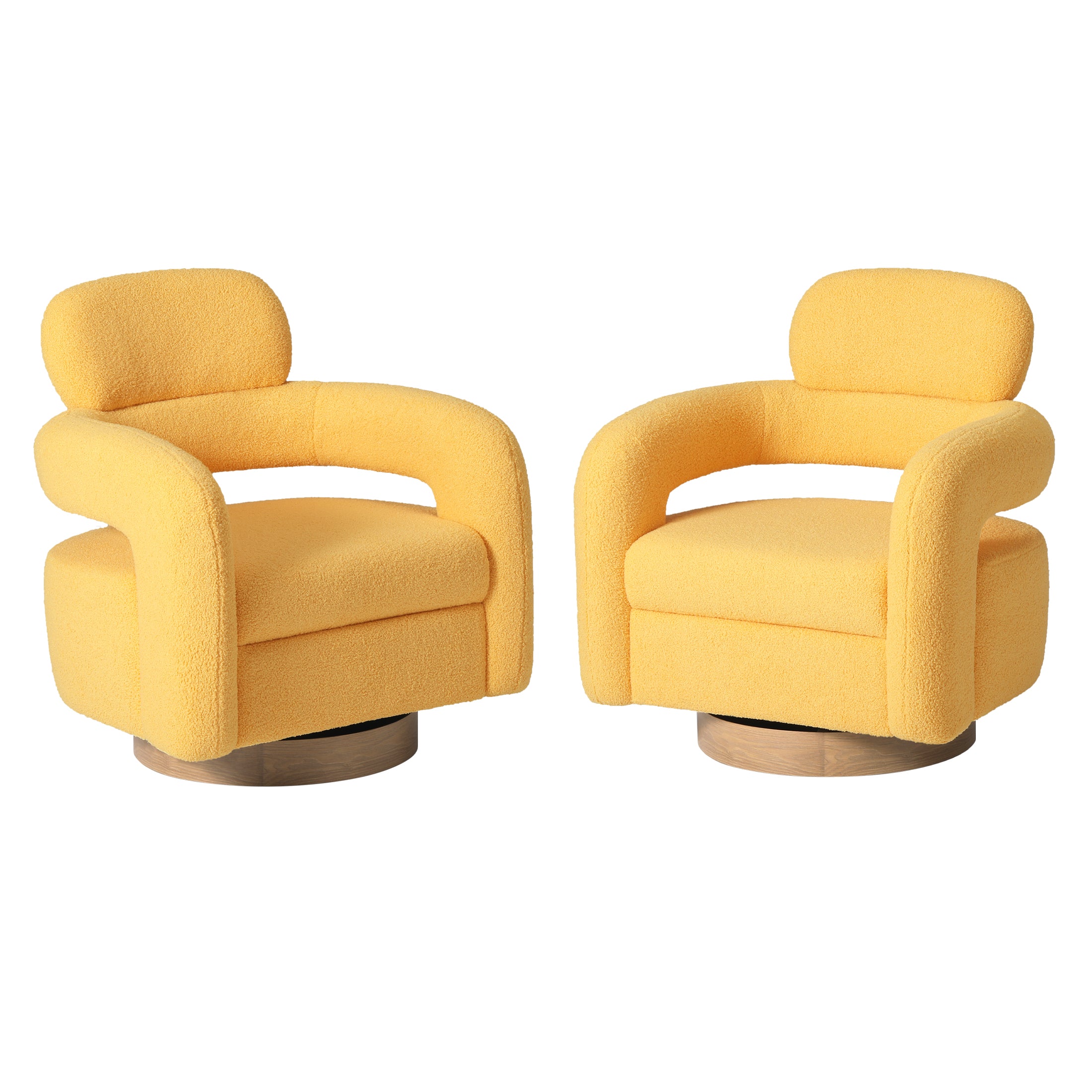 Celine Mid-Century Modern Round Sherpa Swivel Barrel Accent Chair (Set of 2)