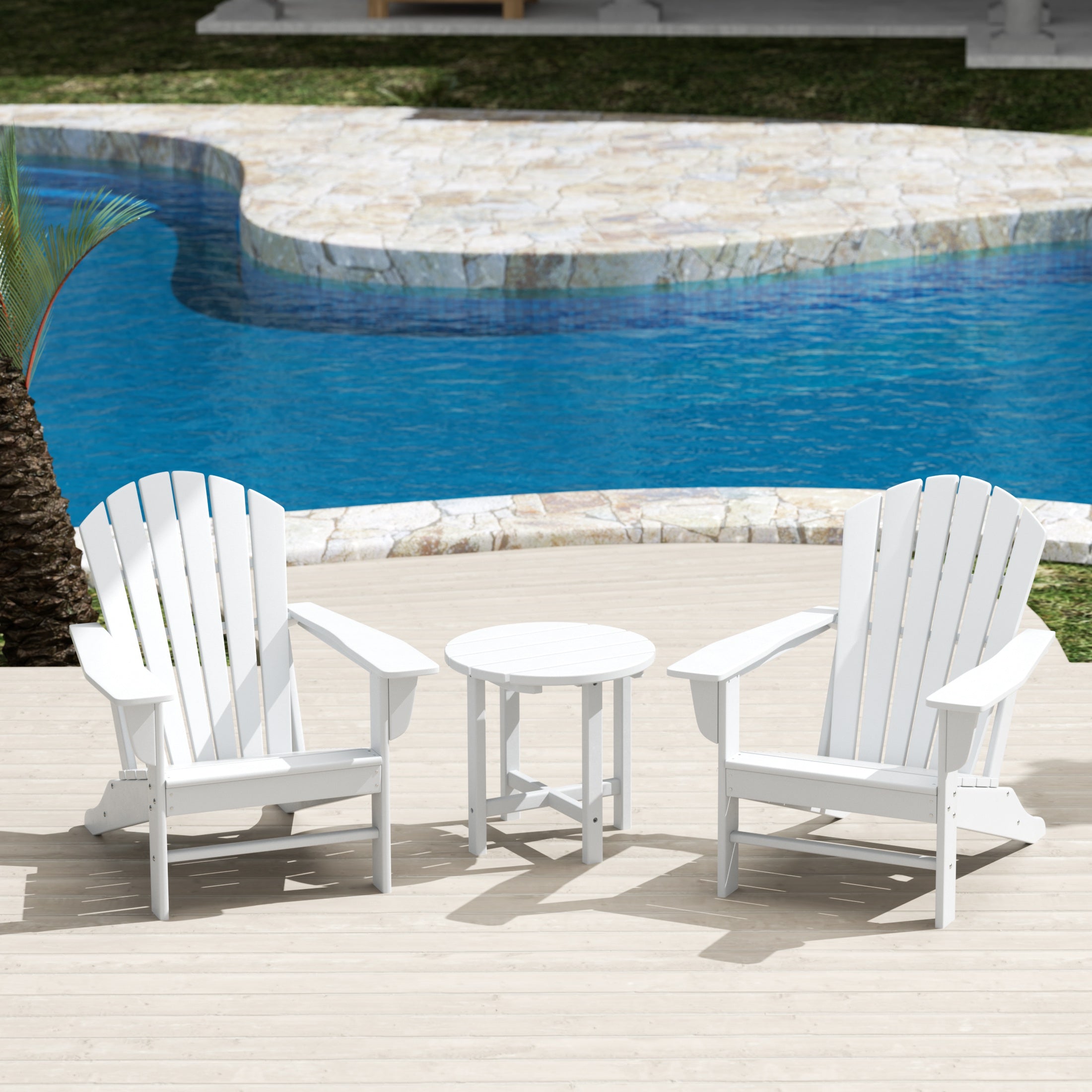 Portside Dylan 3-Piece Outdoor Adirondack Chair with Side Table Set