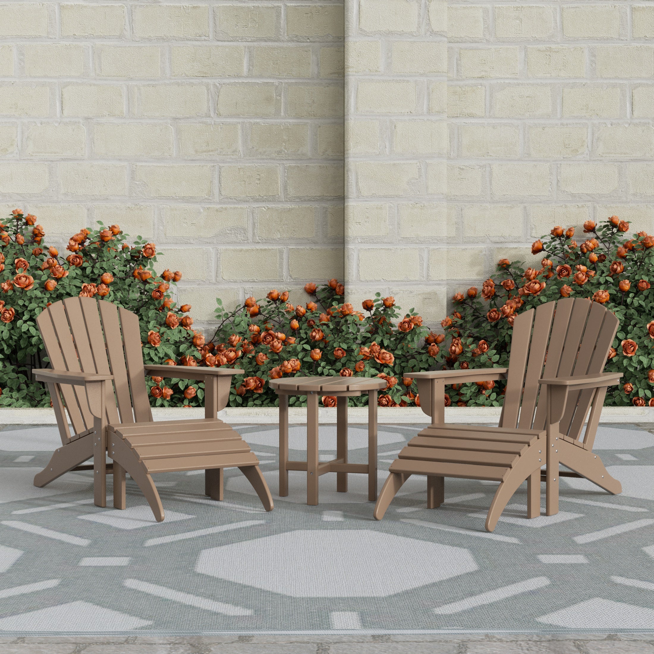 Portside Outdoor Adirondack Chair With Ottoman And Side Table 5-Piece Set