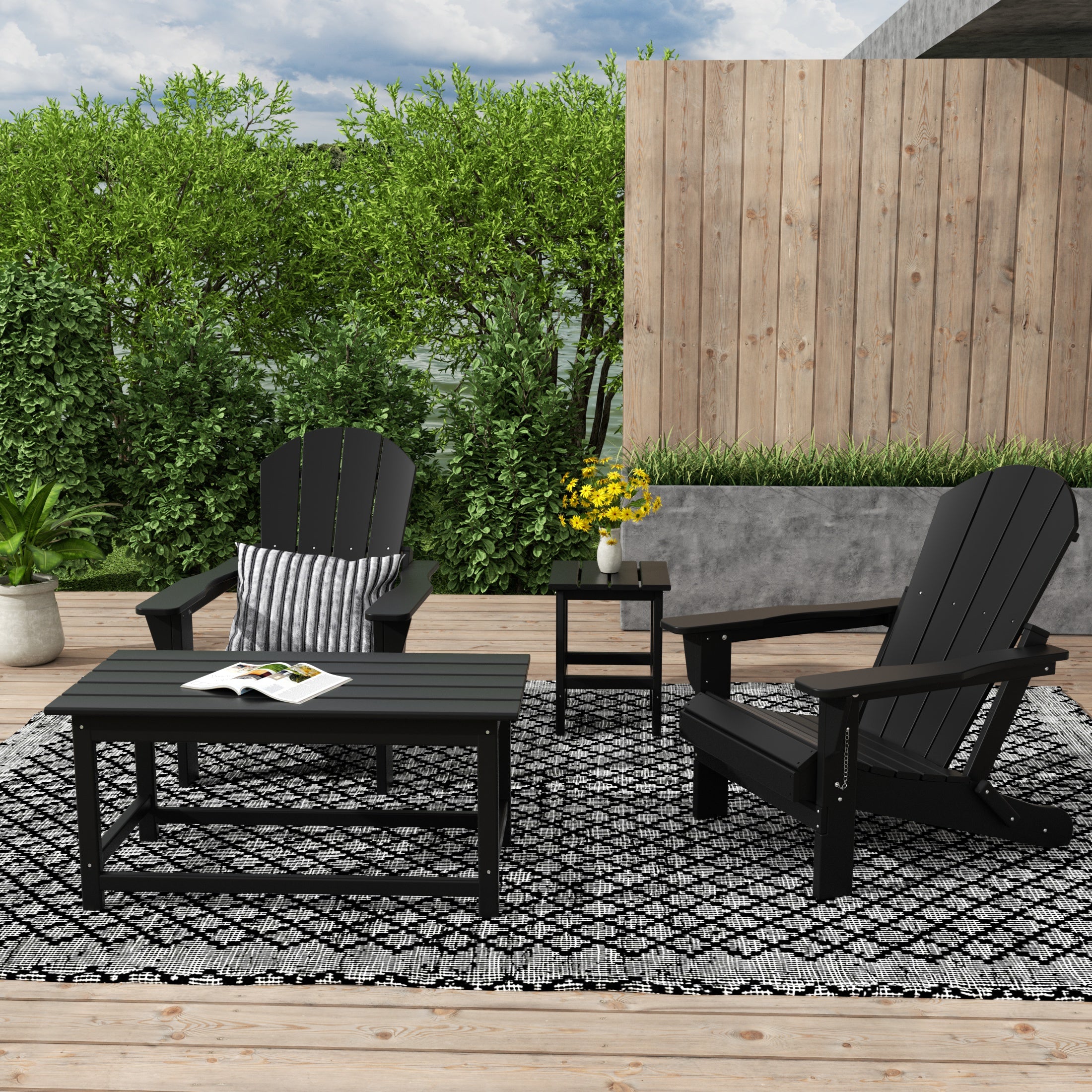 Paradise Westintrends 4-Piece set Outdoor / Patio Poly Adirondack chairs with a Coffee and a side table ( 2 seater )