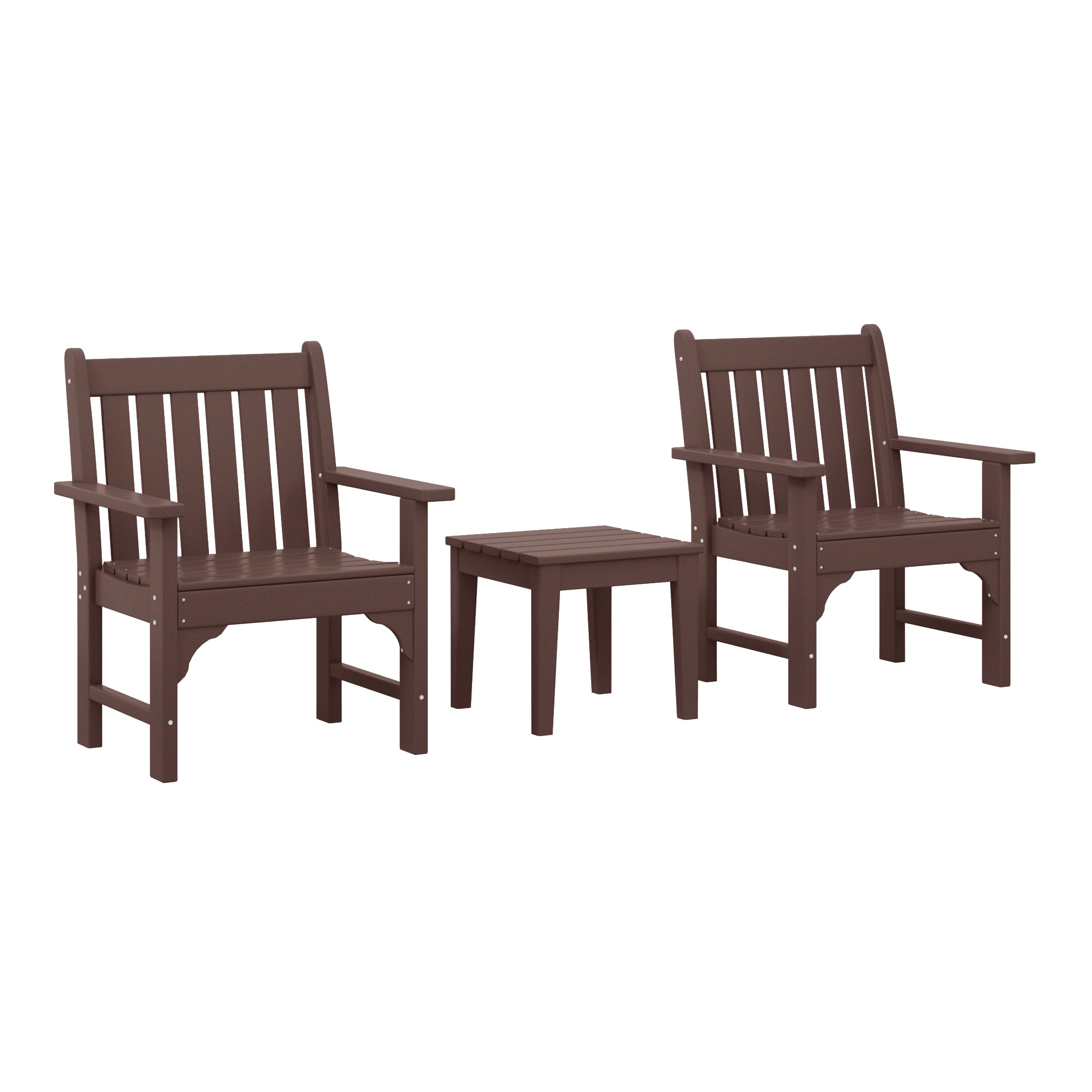 Paradise Outdoor Patio 3-Piece HDPE Adirondack Garden Chairs with Square Adirondack Side Table Set