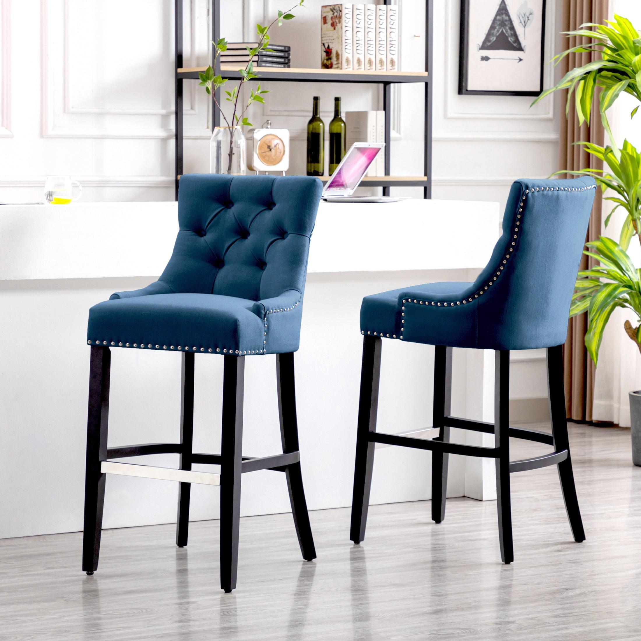 Bellmount 29" Upholstered Tufted Wingback Bar Stool (Set of 2) - Costaelm