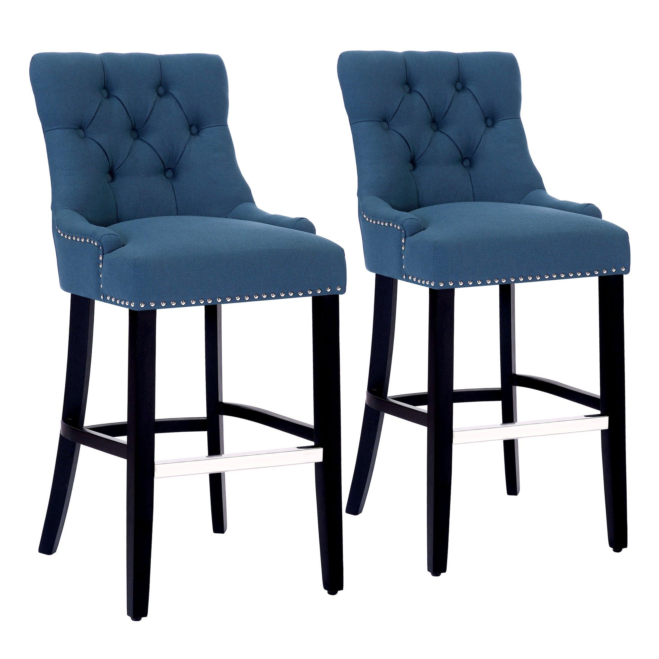 Bellmount 29" Upholstered Tufted Wingback Bar Stool (Set of 2) - Costaelm