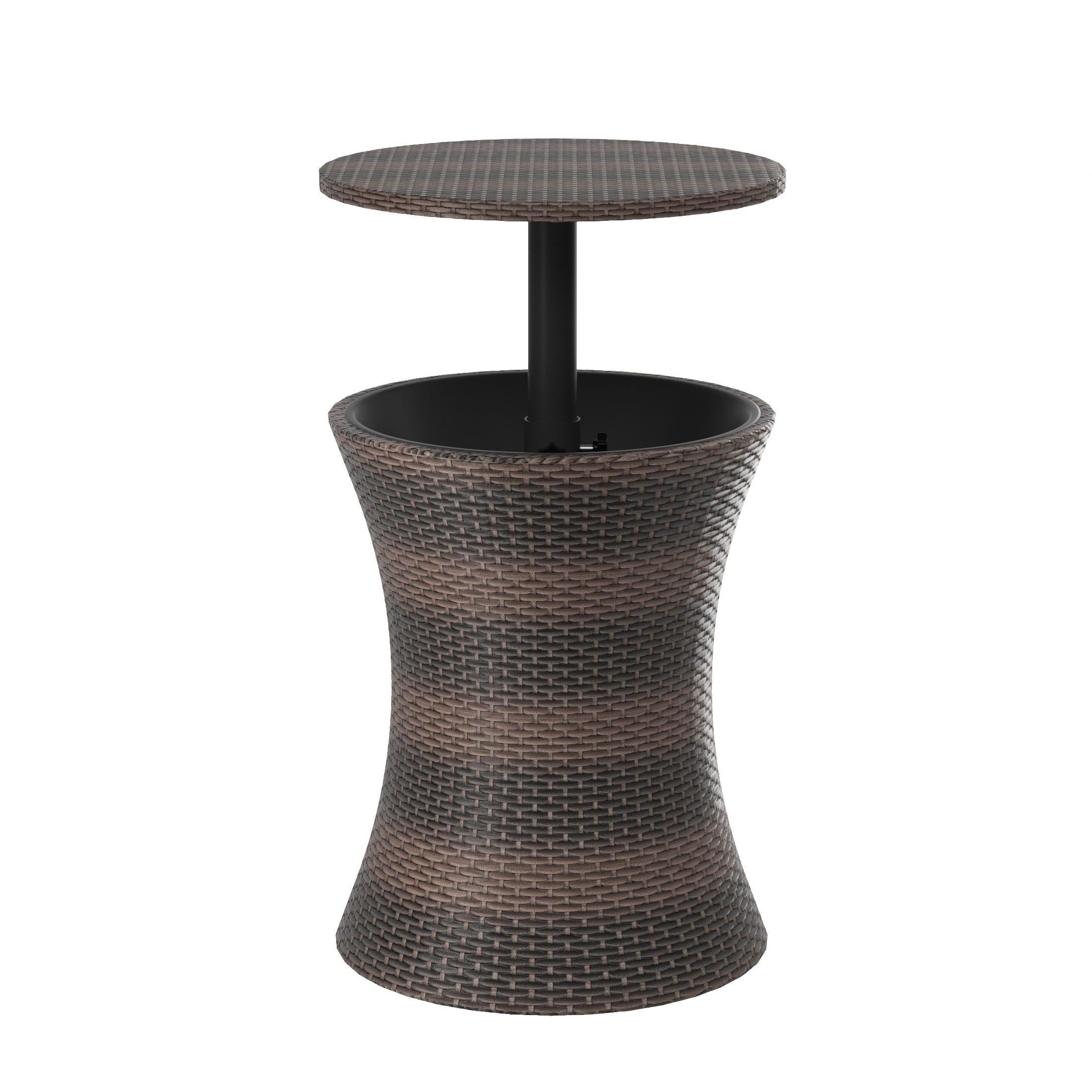 Bacchus Outdoor Cool Bar Rattan Adjustable Height Side Table With Cooler - Costaelm