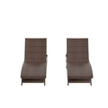 Bahama Brown Wicker Rattan Outdoor Chaise Lounge Chairs (Set of 2) - Costaelm