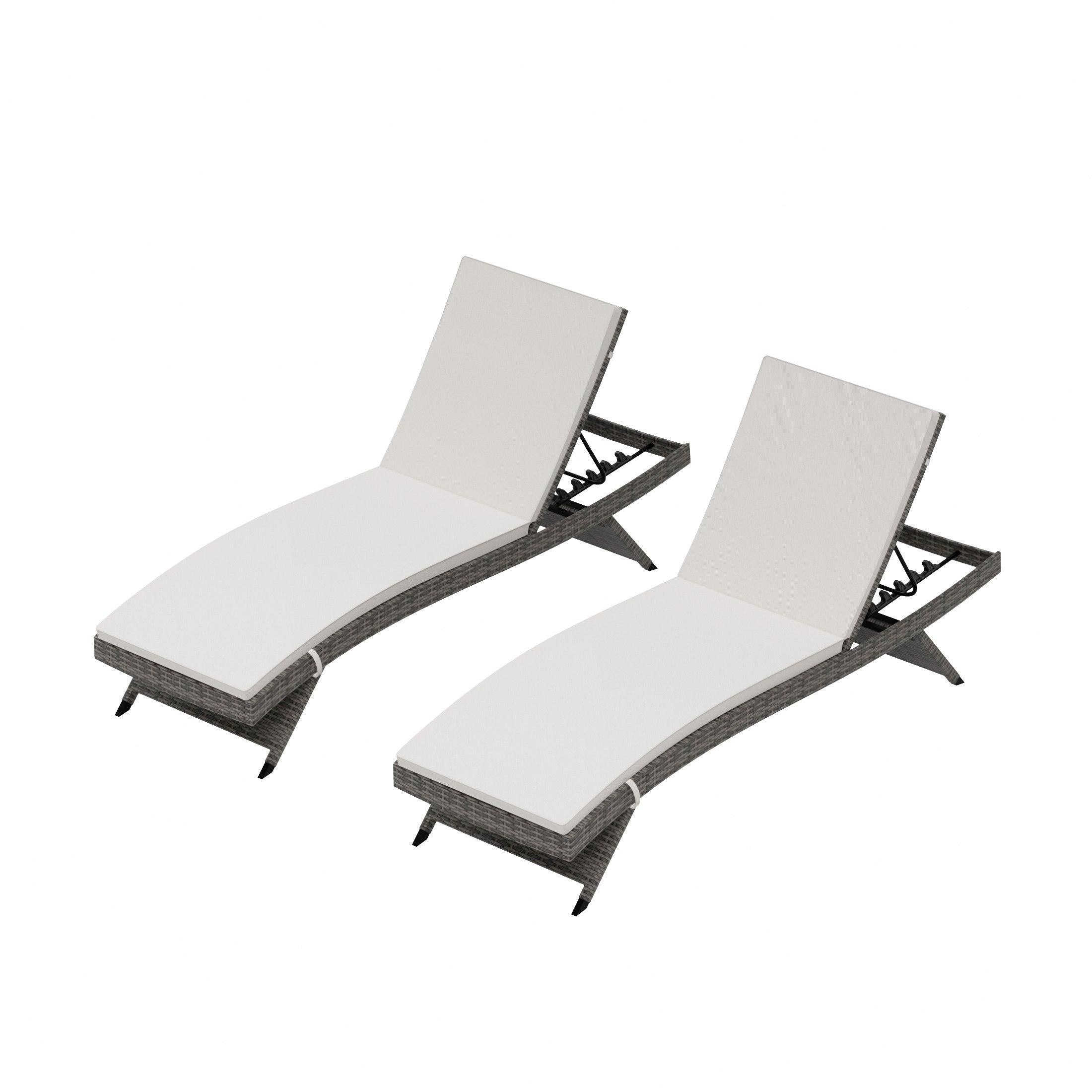 Bahama Gray Rattan Wicker Outdoor Chaise Lounges with Cushion Included (Set of 2) - Costaelm